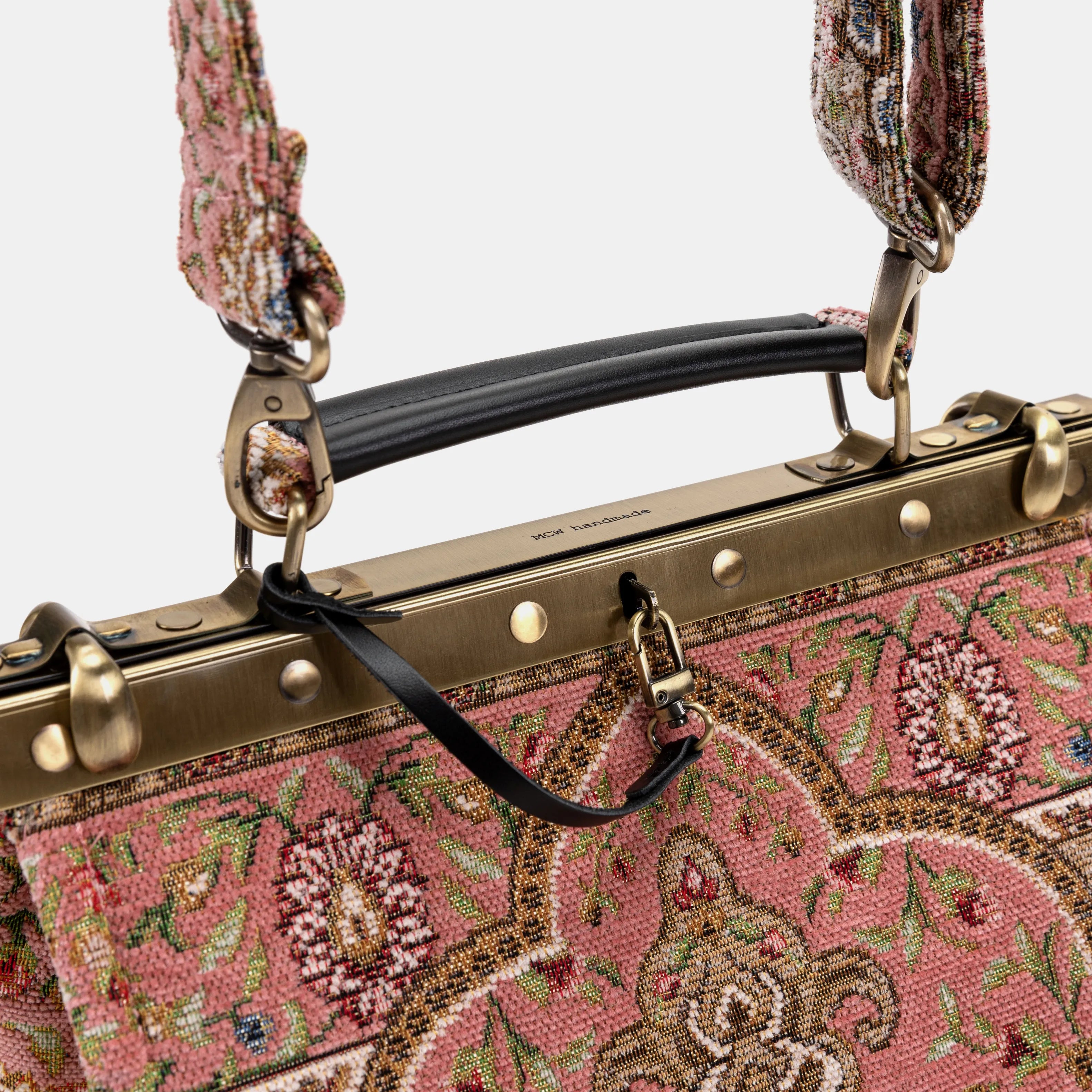 Oriental Pink Cecile Carpet Purse Gladstone Bag of America handle