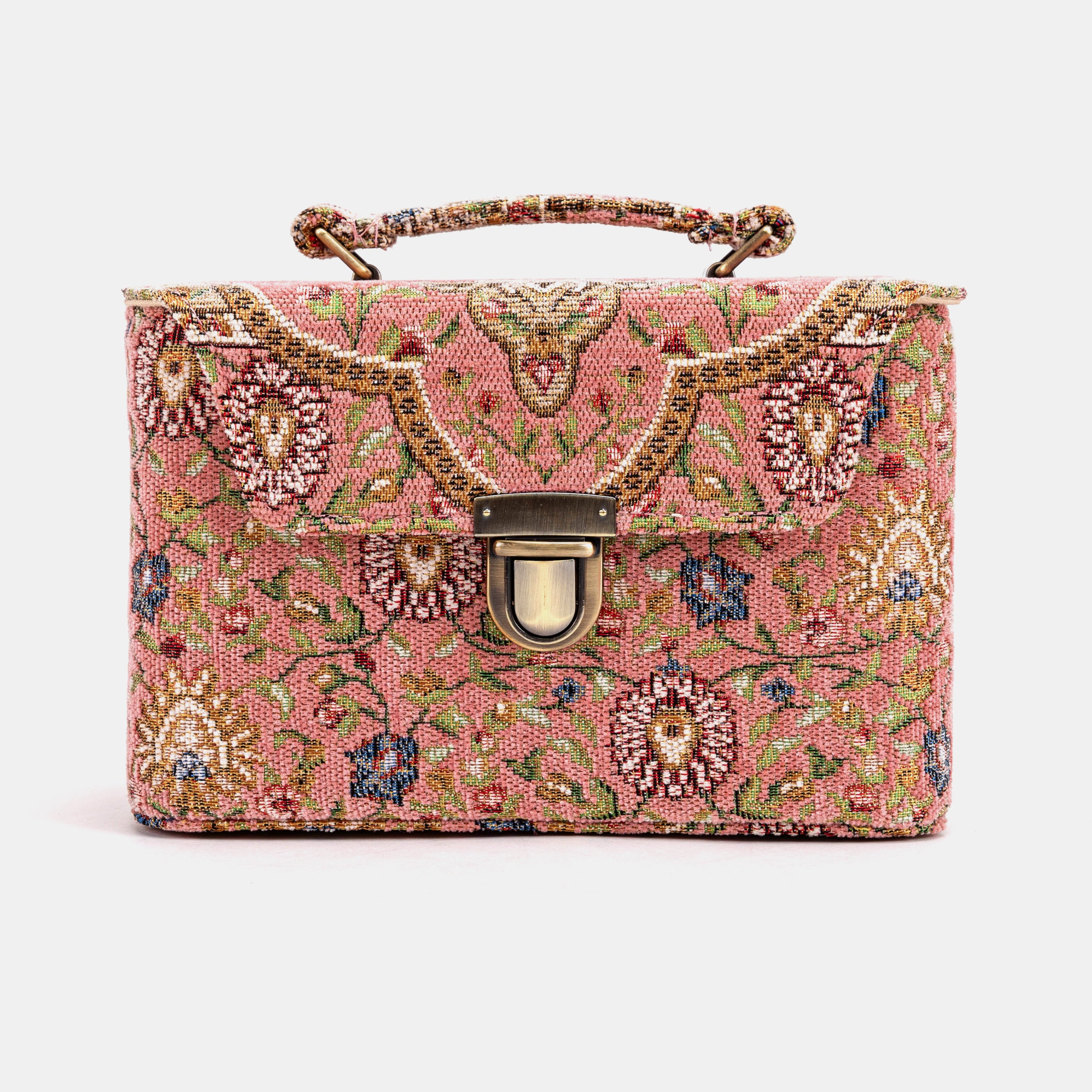Oriental Pink Clara Medium Train Case Purse of America front