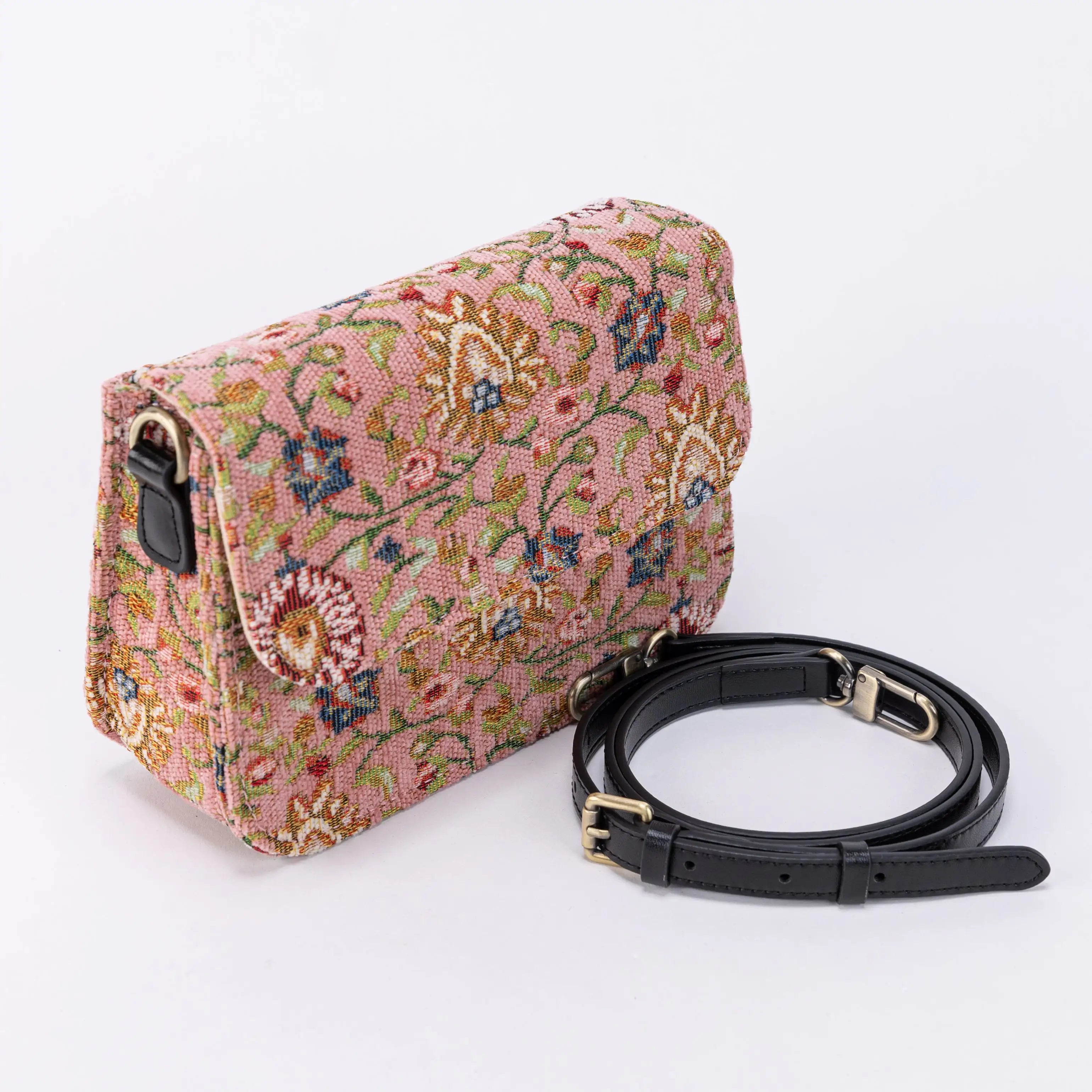 Oriental Pink Flap Crossbody Bag of America with shoulder strap