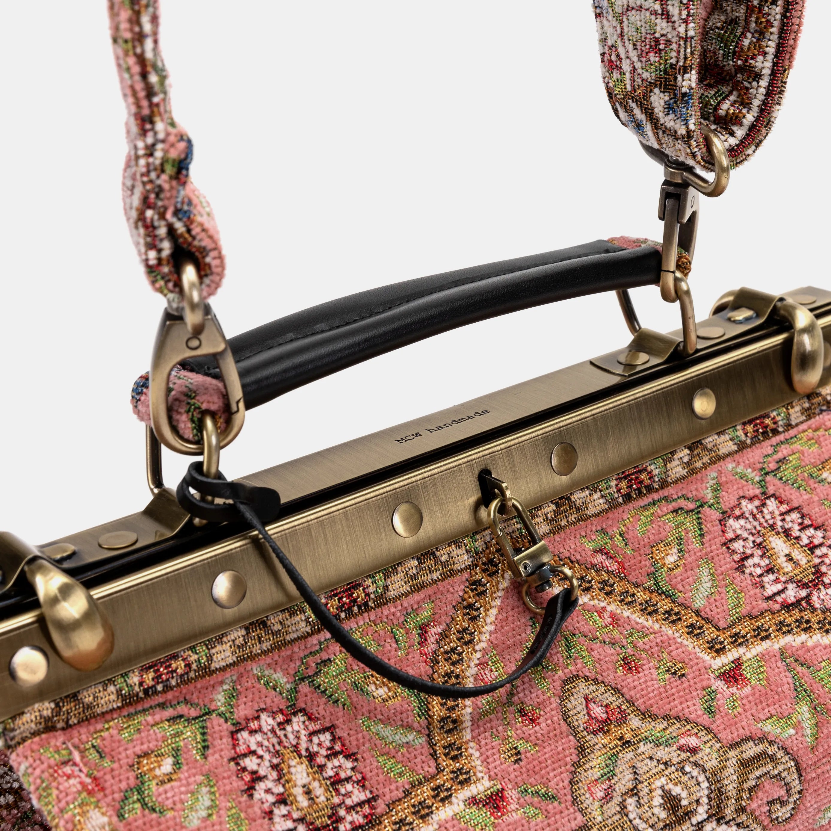 Oriental Pink Vivienne Carpet Purse Gladstone Bag of America handle