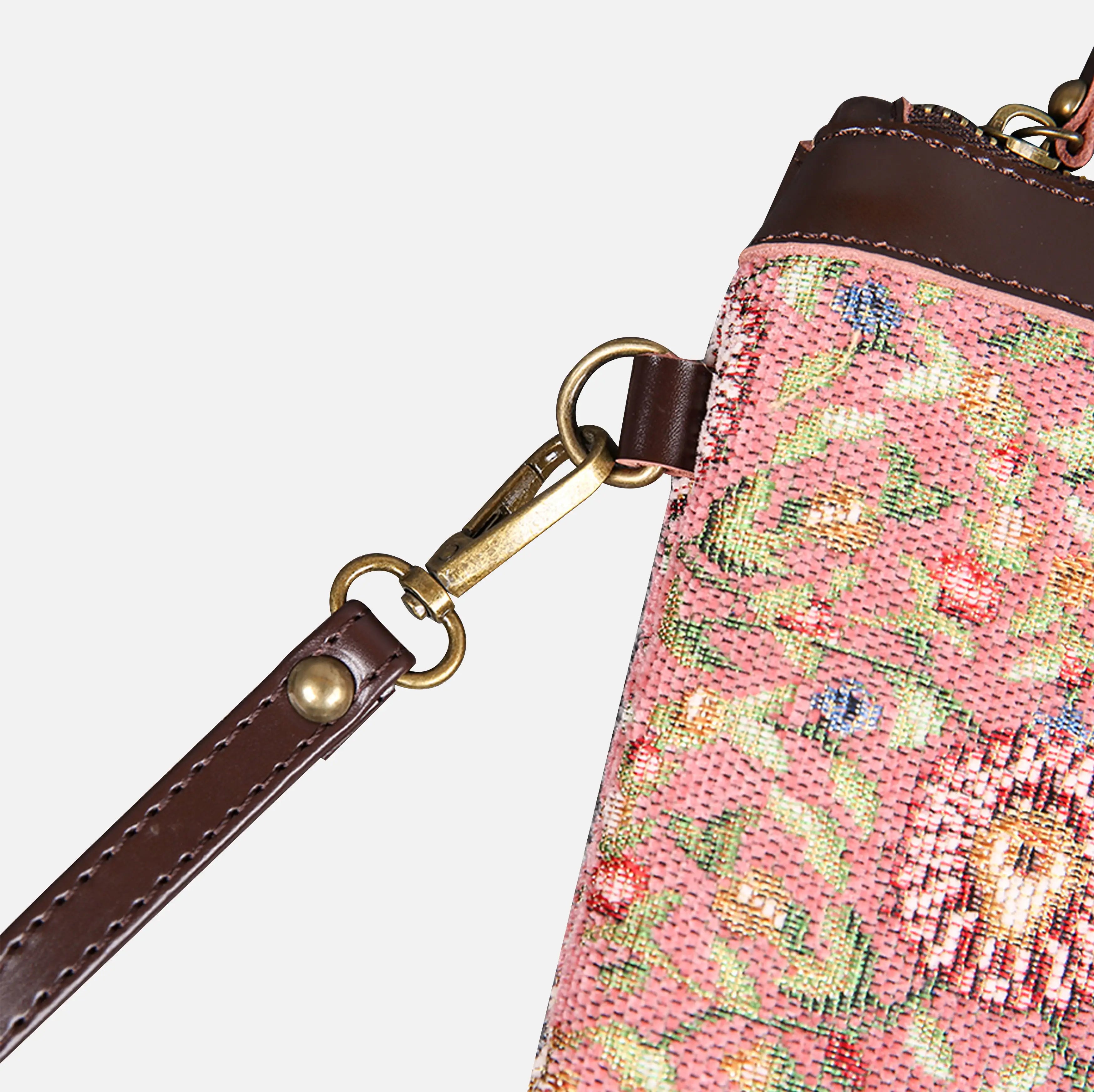 Oriental Pink Wristlet Clutch carpet bag MCW Handmade-3