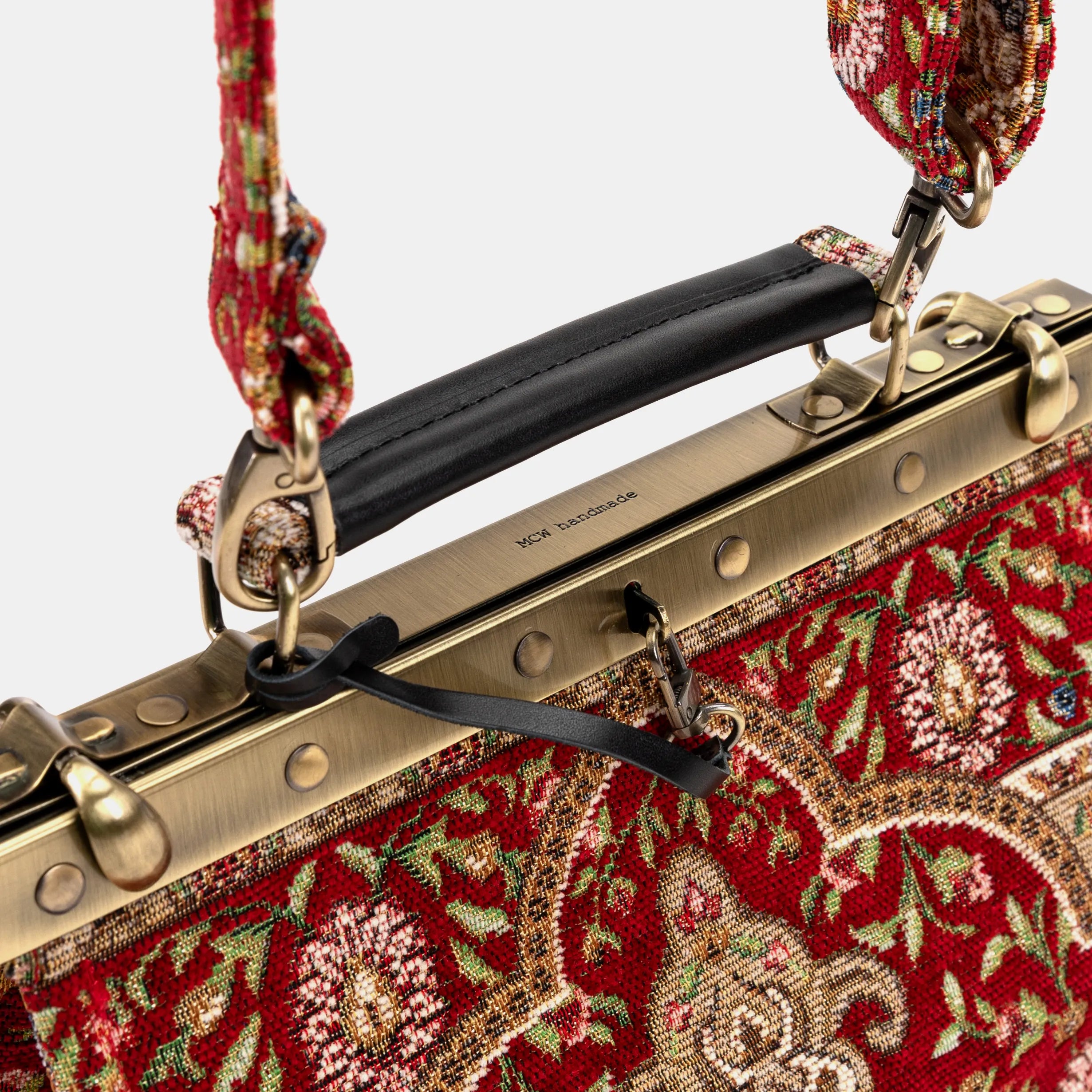 Oriental Red Cecile Carpet Purse Gladstone Bag of America handle