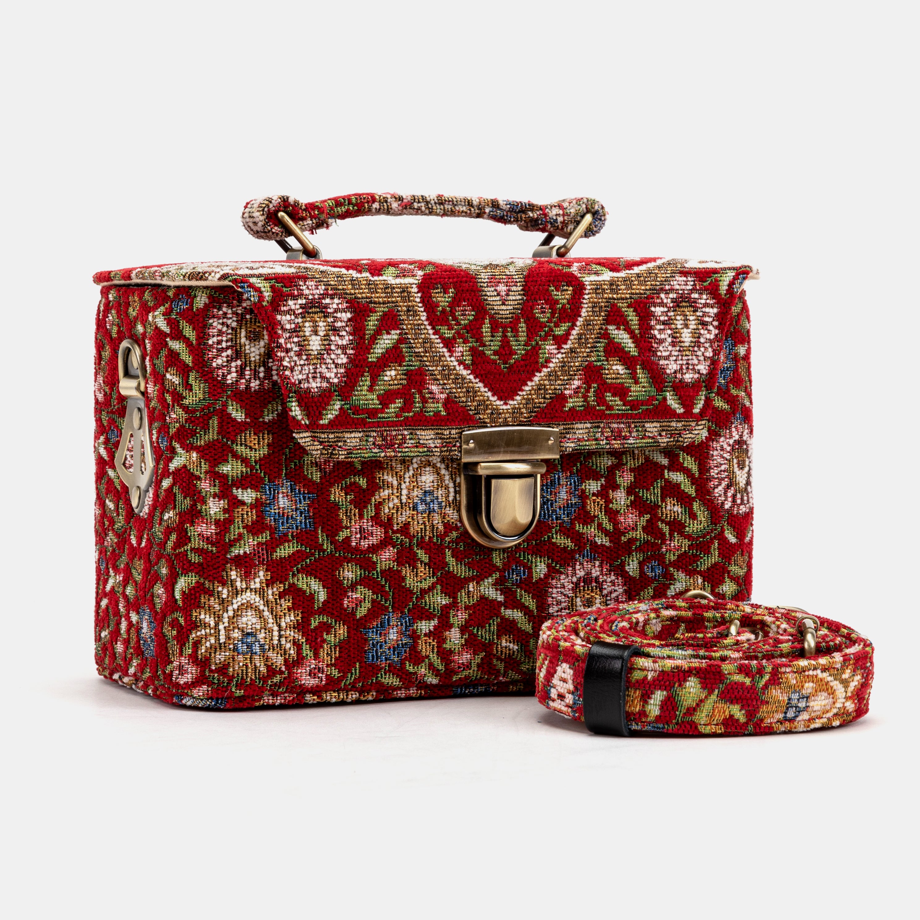 Oriental Red Clara Medium Train Case Purse of America main