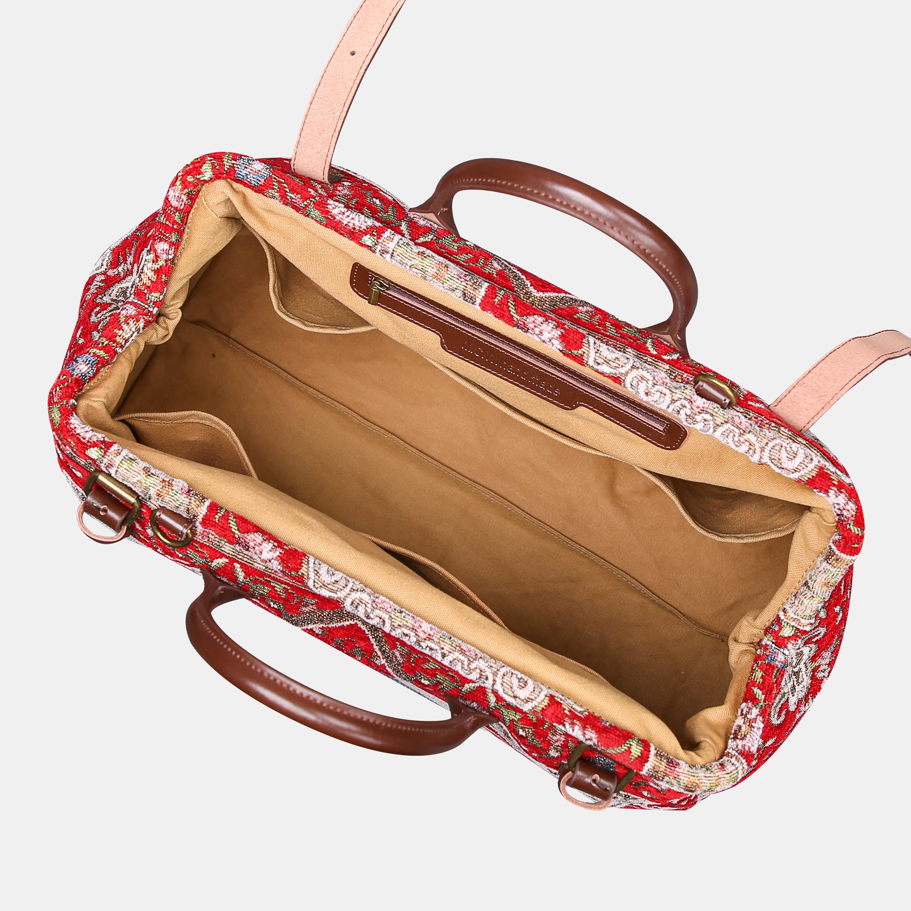 Oriental Red Large Carpetbag of America inside