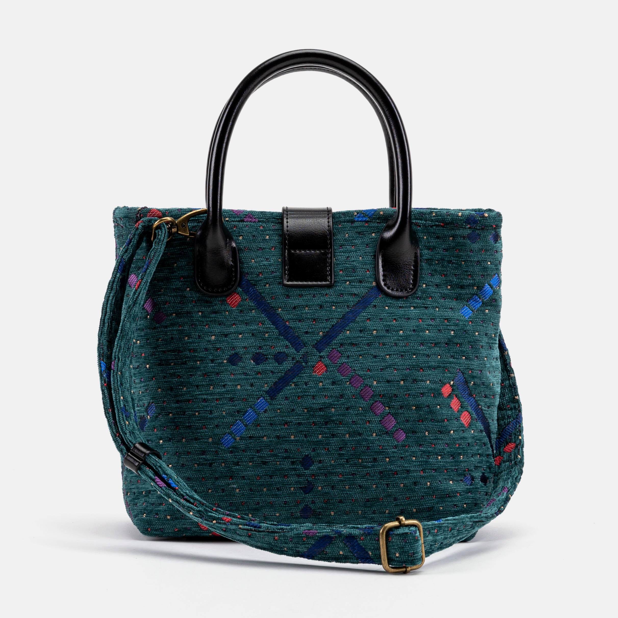 PDX Portland Airport Tuck Lock Carpet Satchel of America back