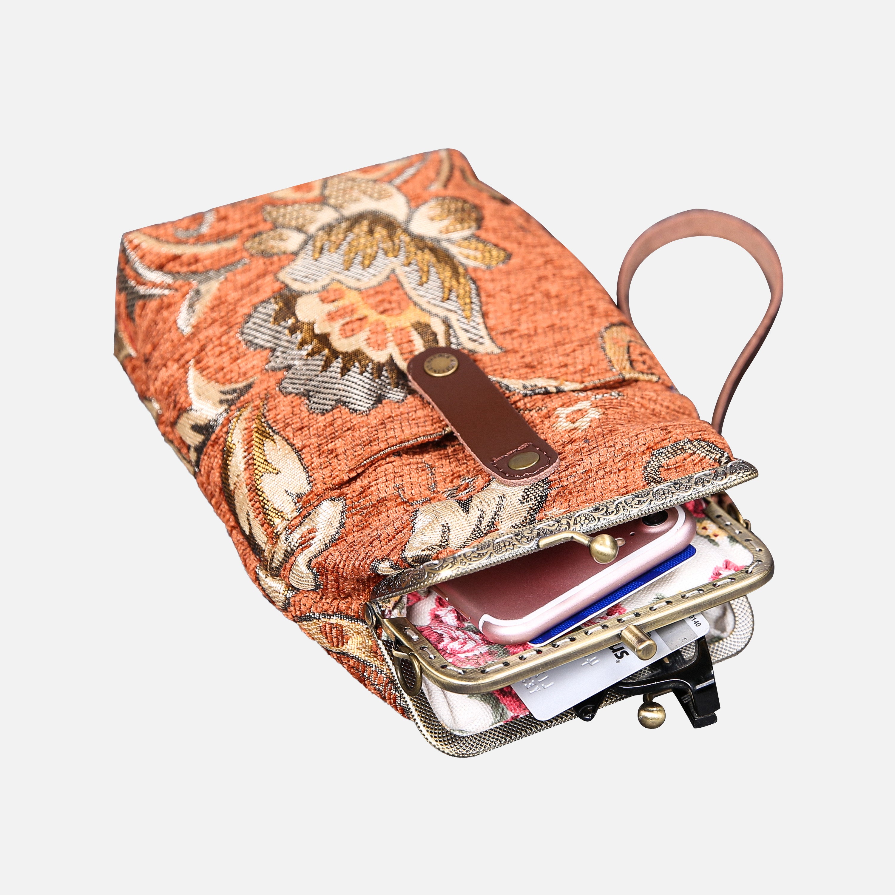 Paisley Orange Carpet Phone Case Carpetbag of America lay flat