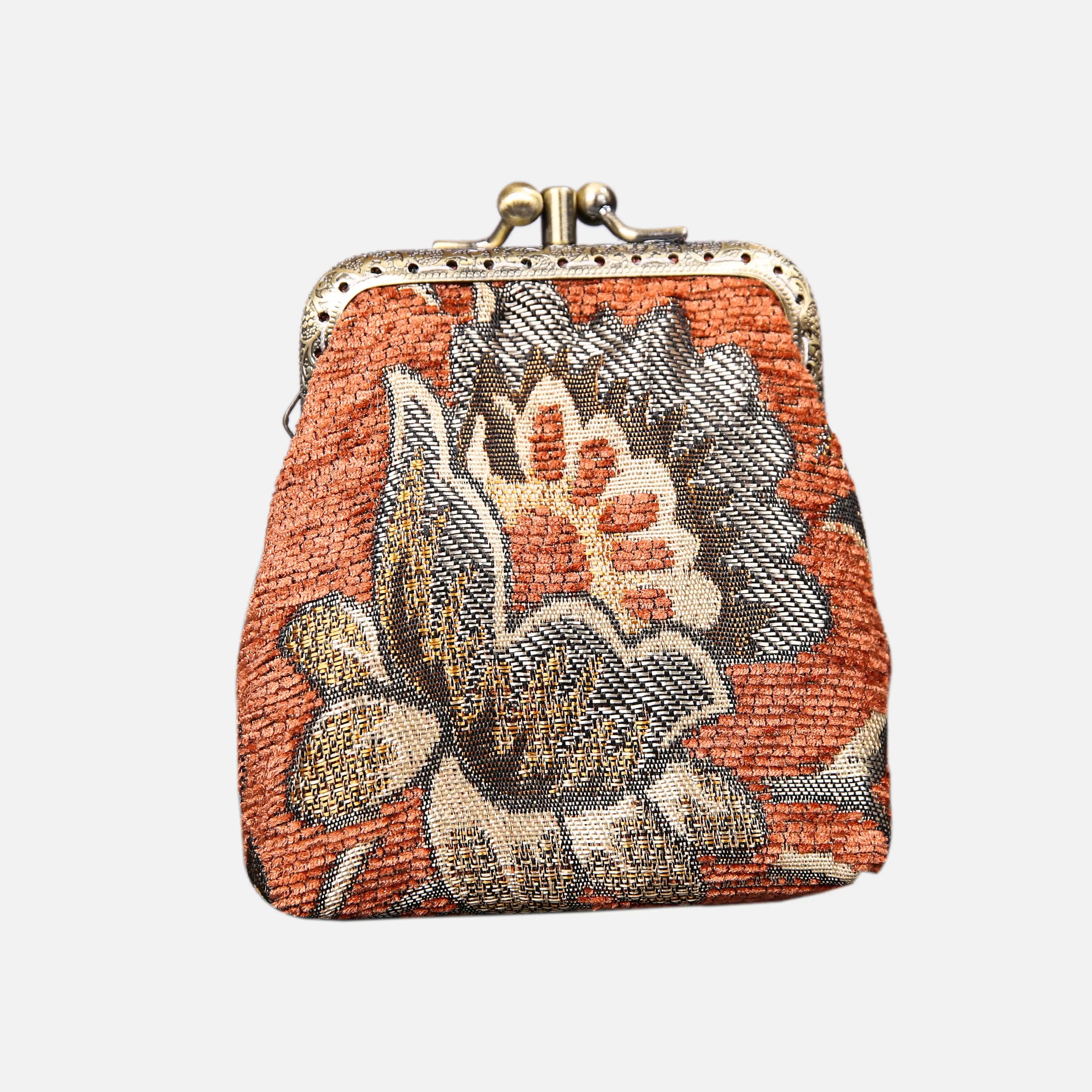 Paisley Orange Double Kiss Clasp Coin Purse of America front