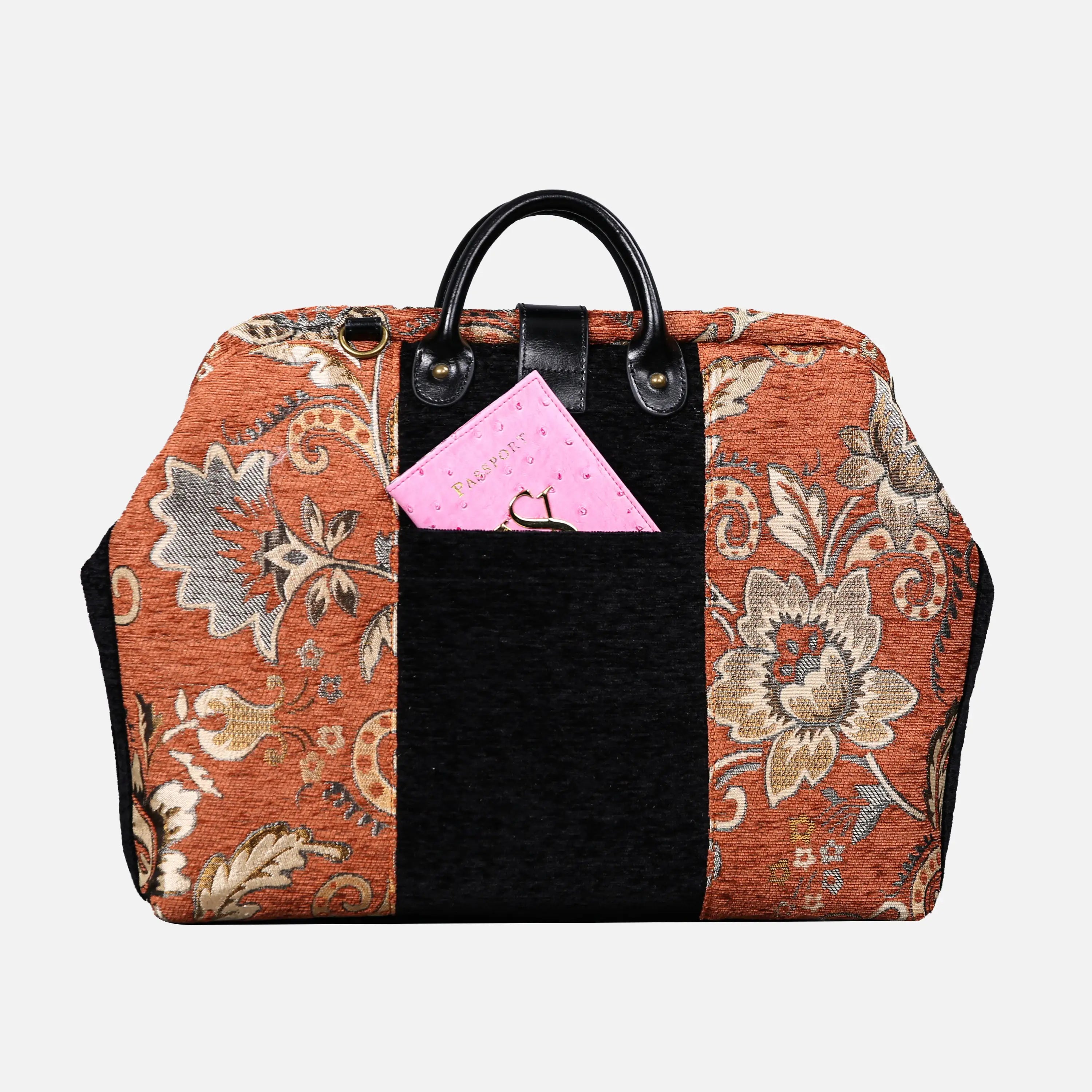 Paisley Orange carpet bag of America back