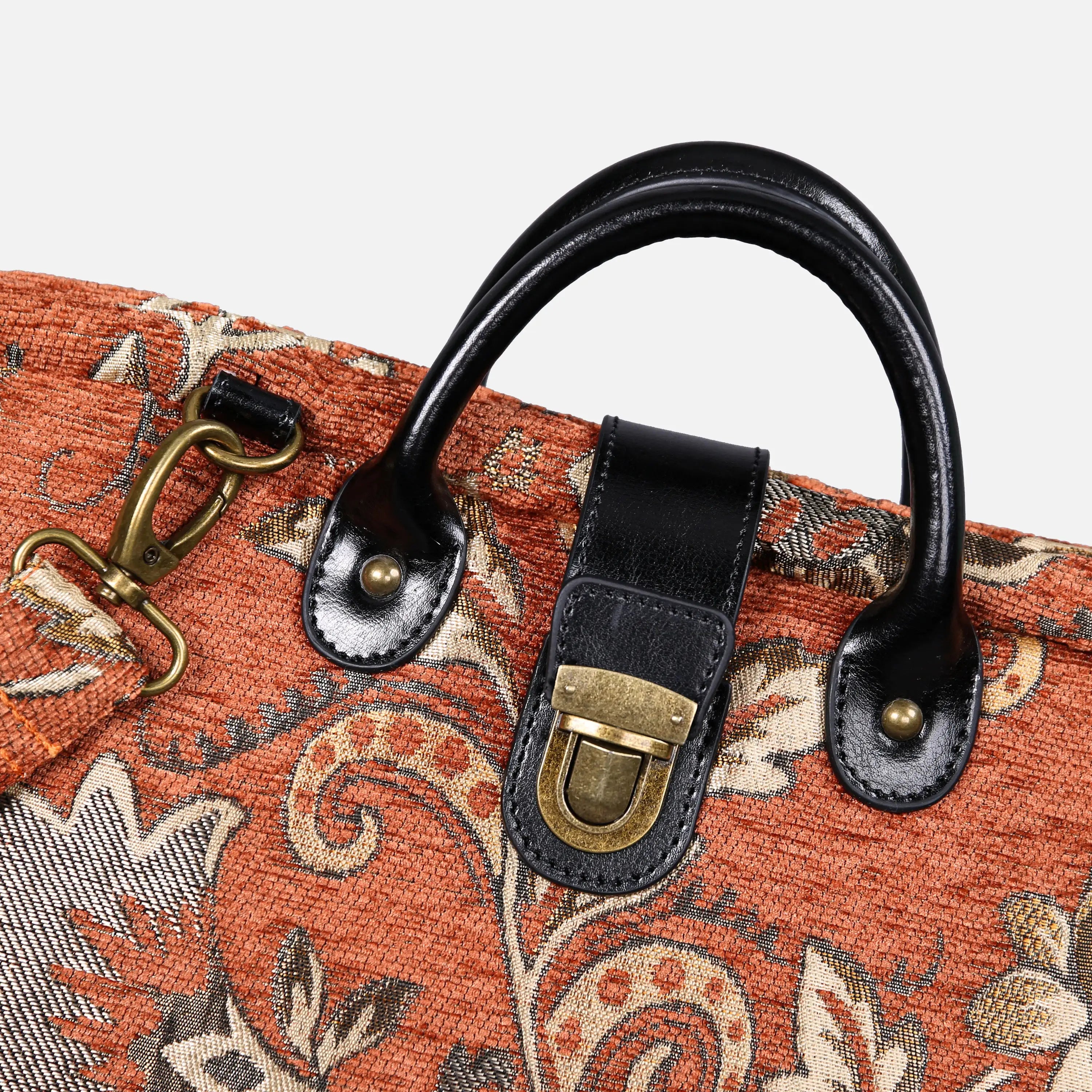 Paisley Orange carpet bag of America handle