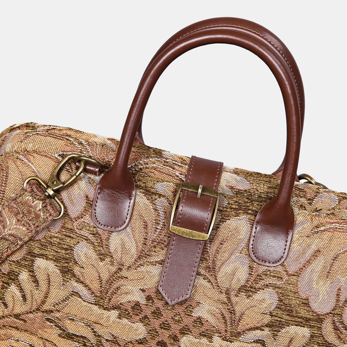 Pomegranate Brown Mary Poppins Weekender Carpetbag of America buckle