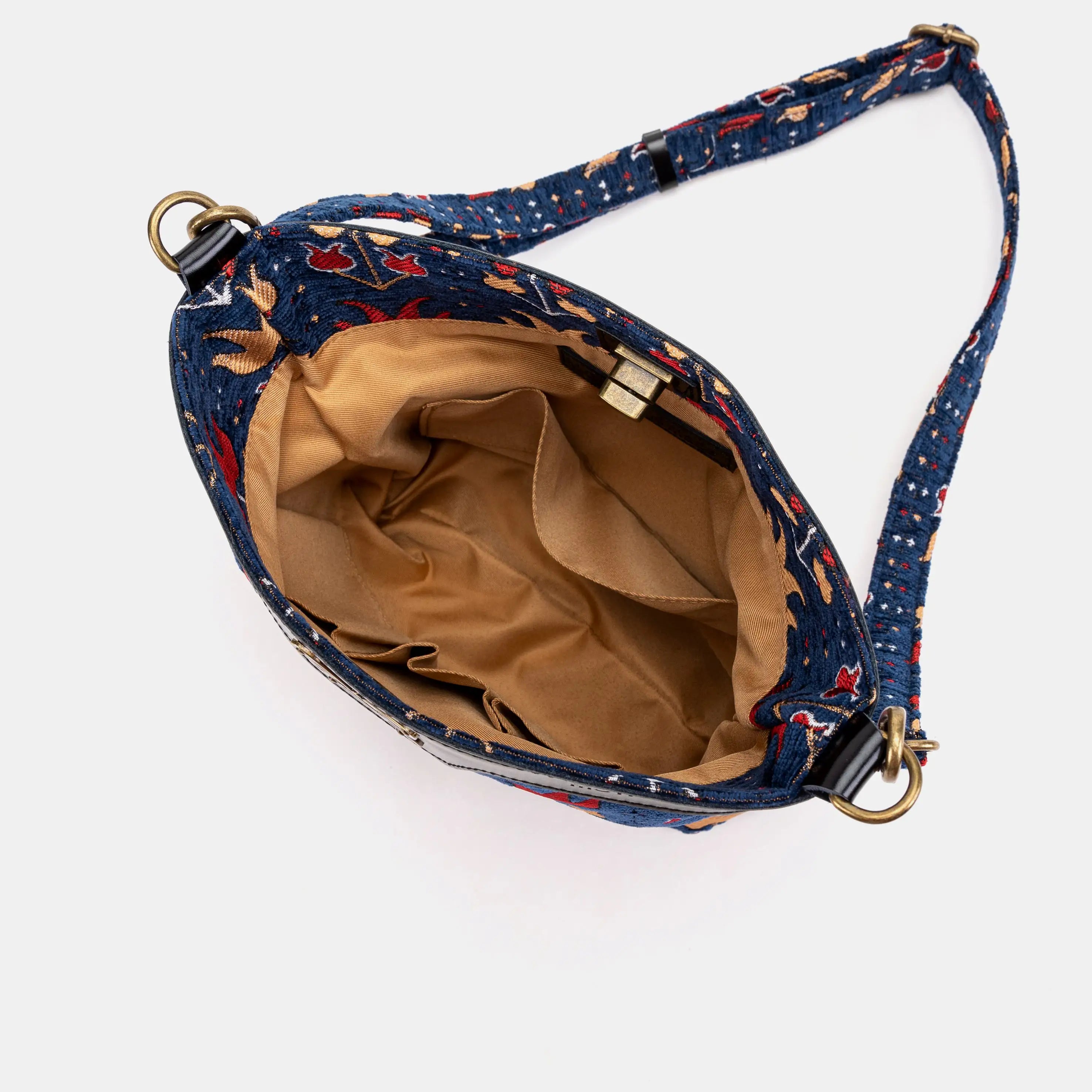 Poppy Bloom Carpet Crossbody Bag Carpetbag of America-inside