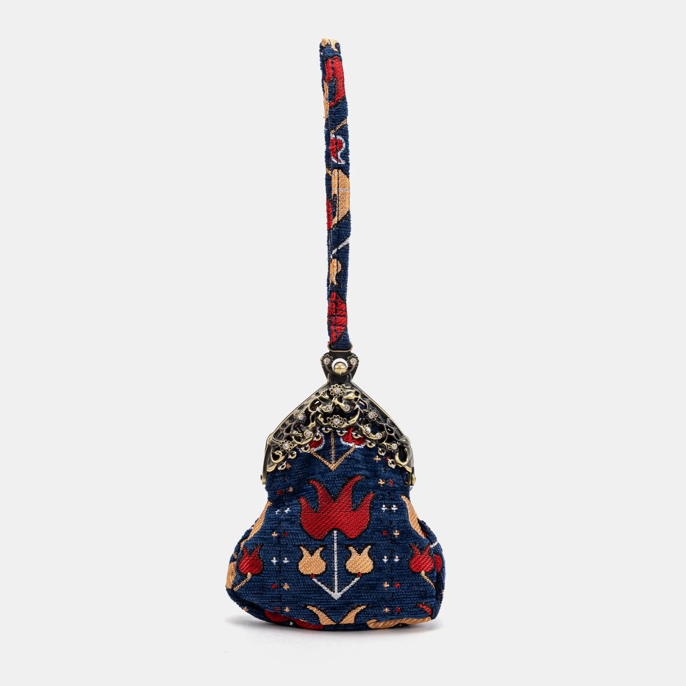 Poppy Bloom Chatelaine Purse Wristlet Bag carpet bag of America front