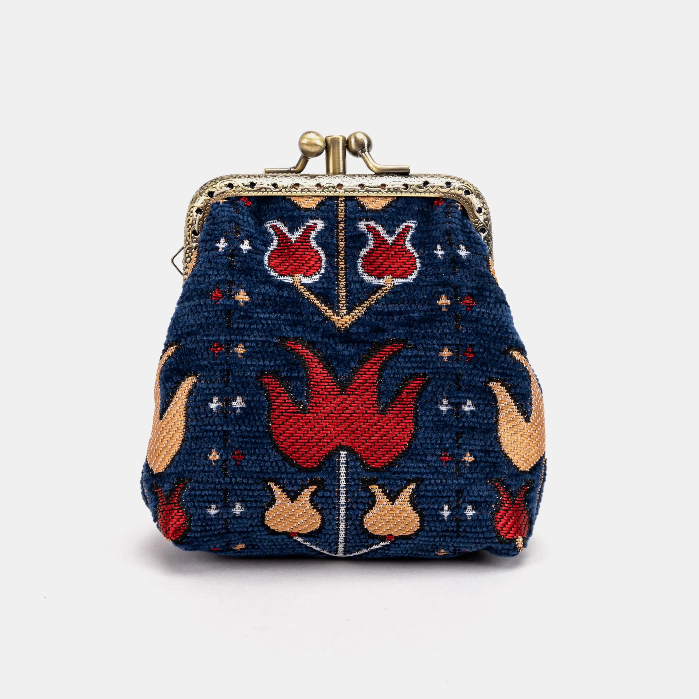 Poppy Bloom Double Kiss Clasp Coin Purse Carpetbag of America front-1