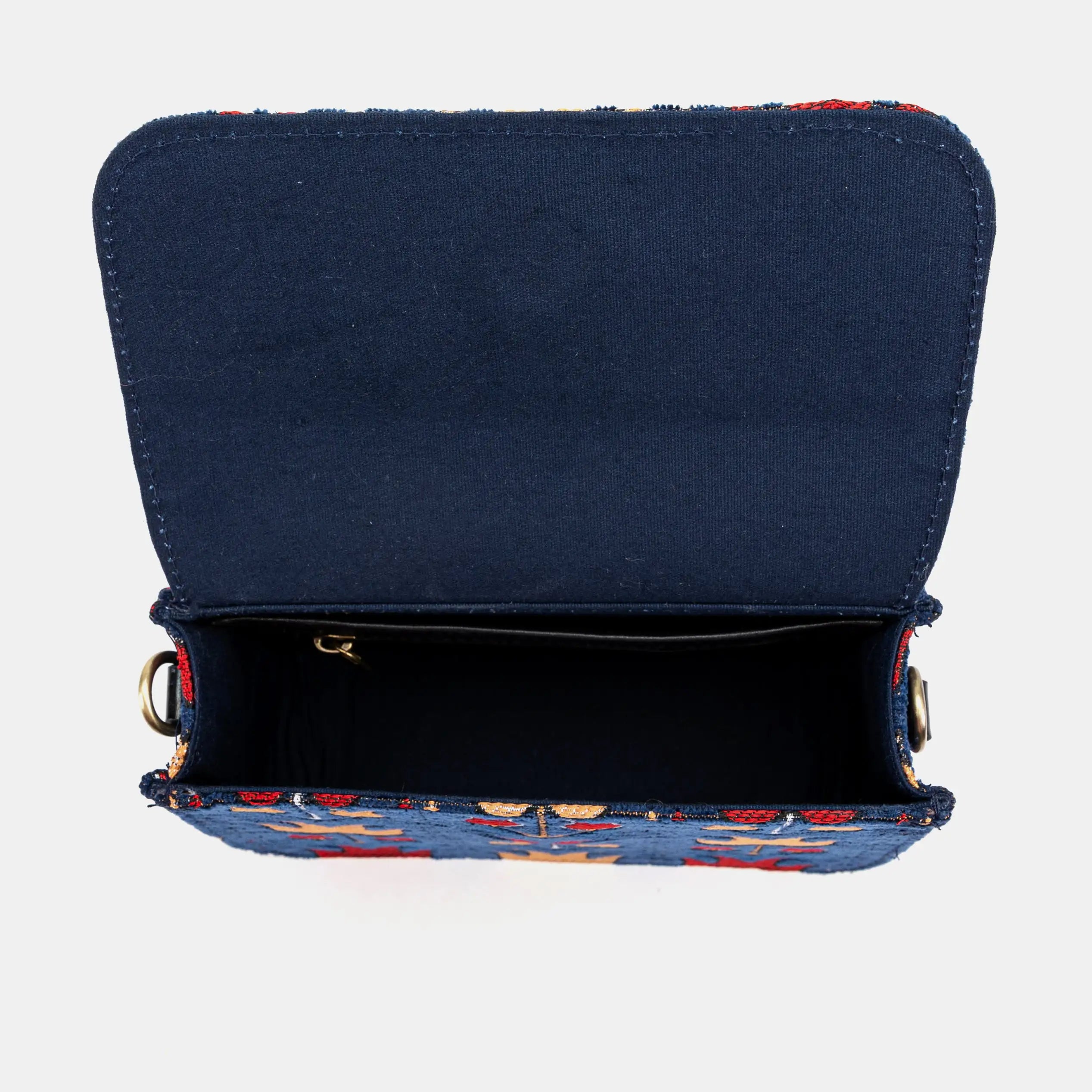 Poppy Bloom Flap Crossbody Bag of America inside