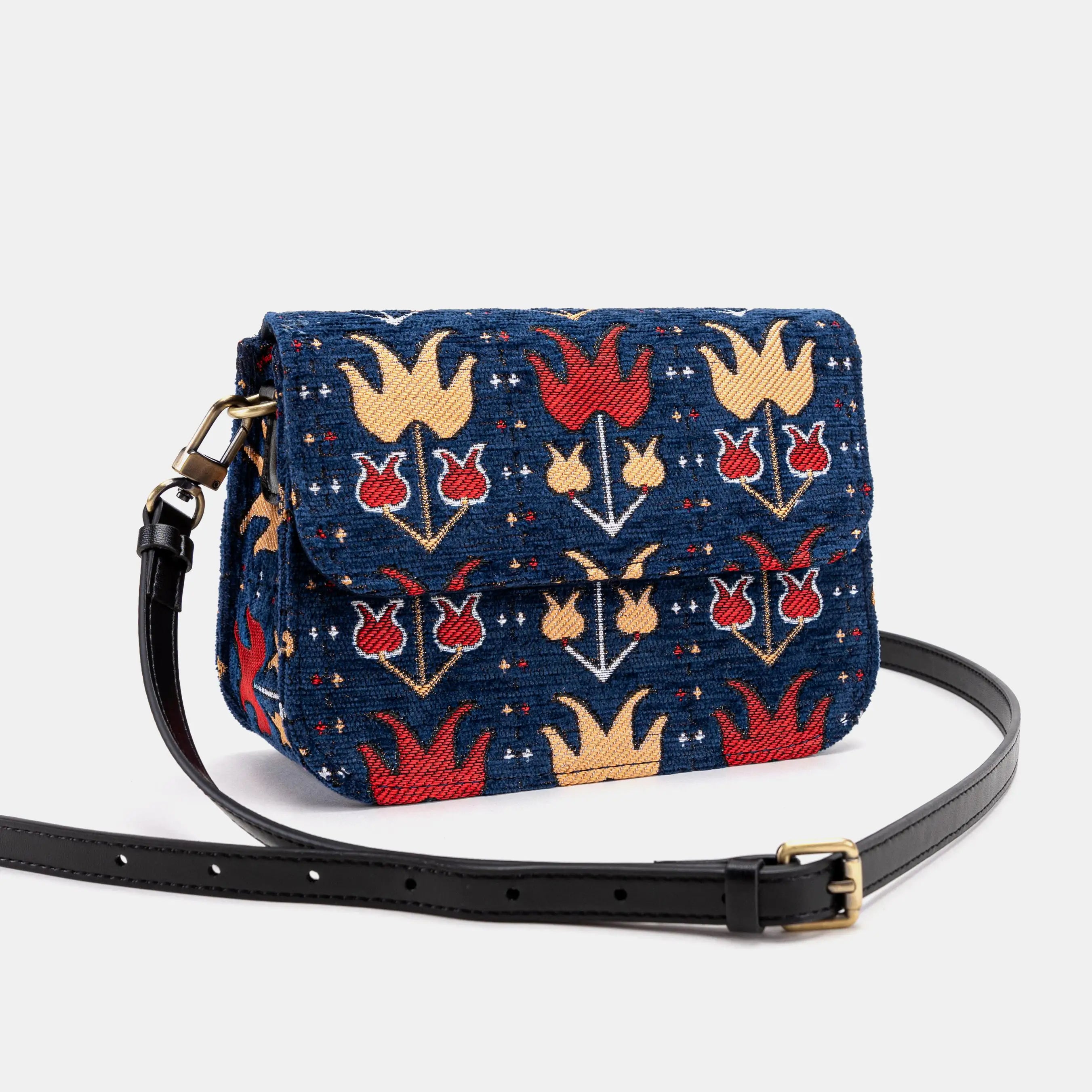Poppy Bloom Flap Crossbody Bag of America shoulder strap