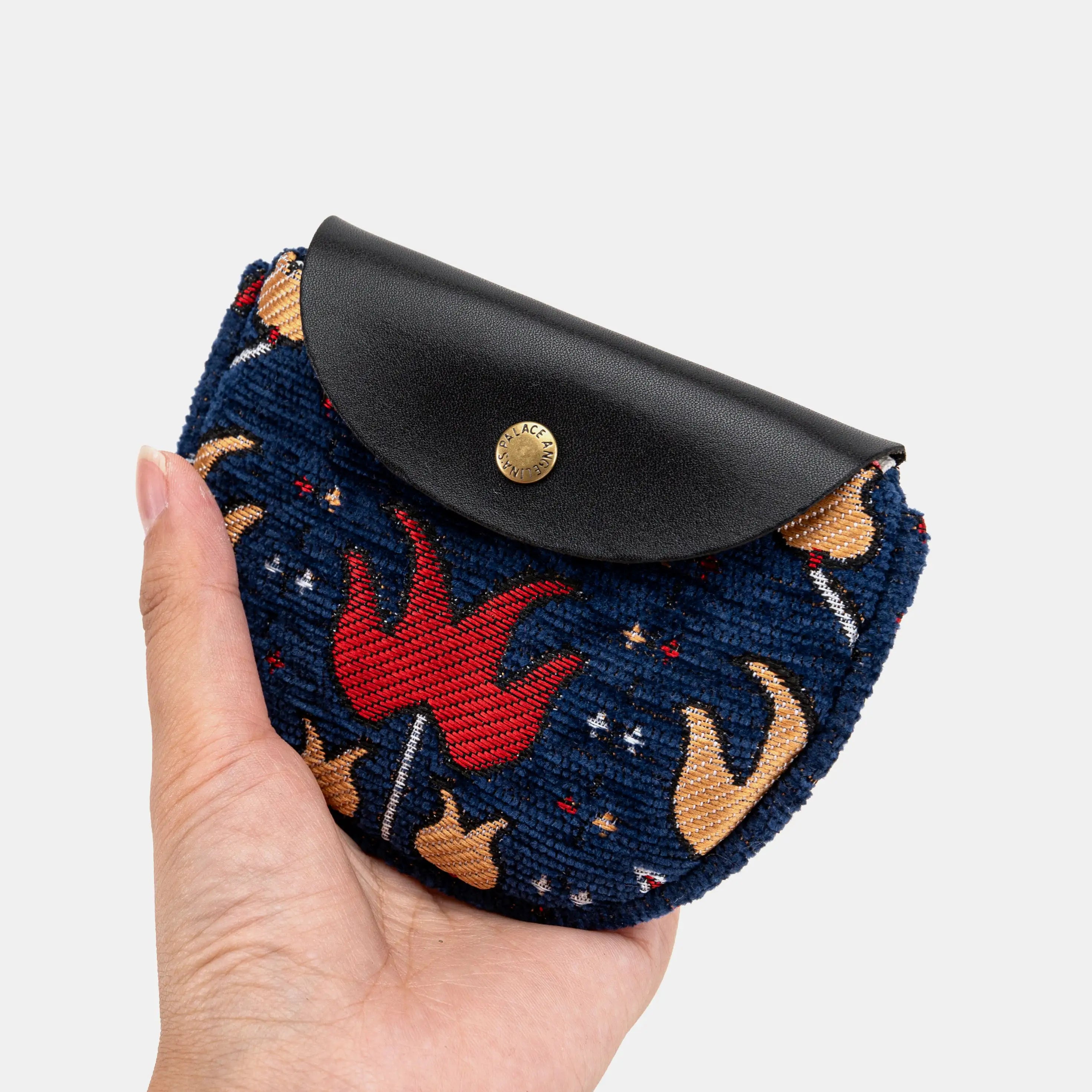 Poppy Bloom Rosary Bag Carpetbag of America holding
