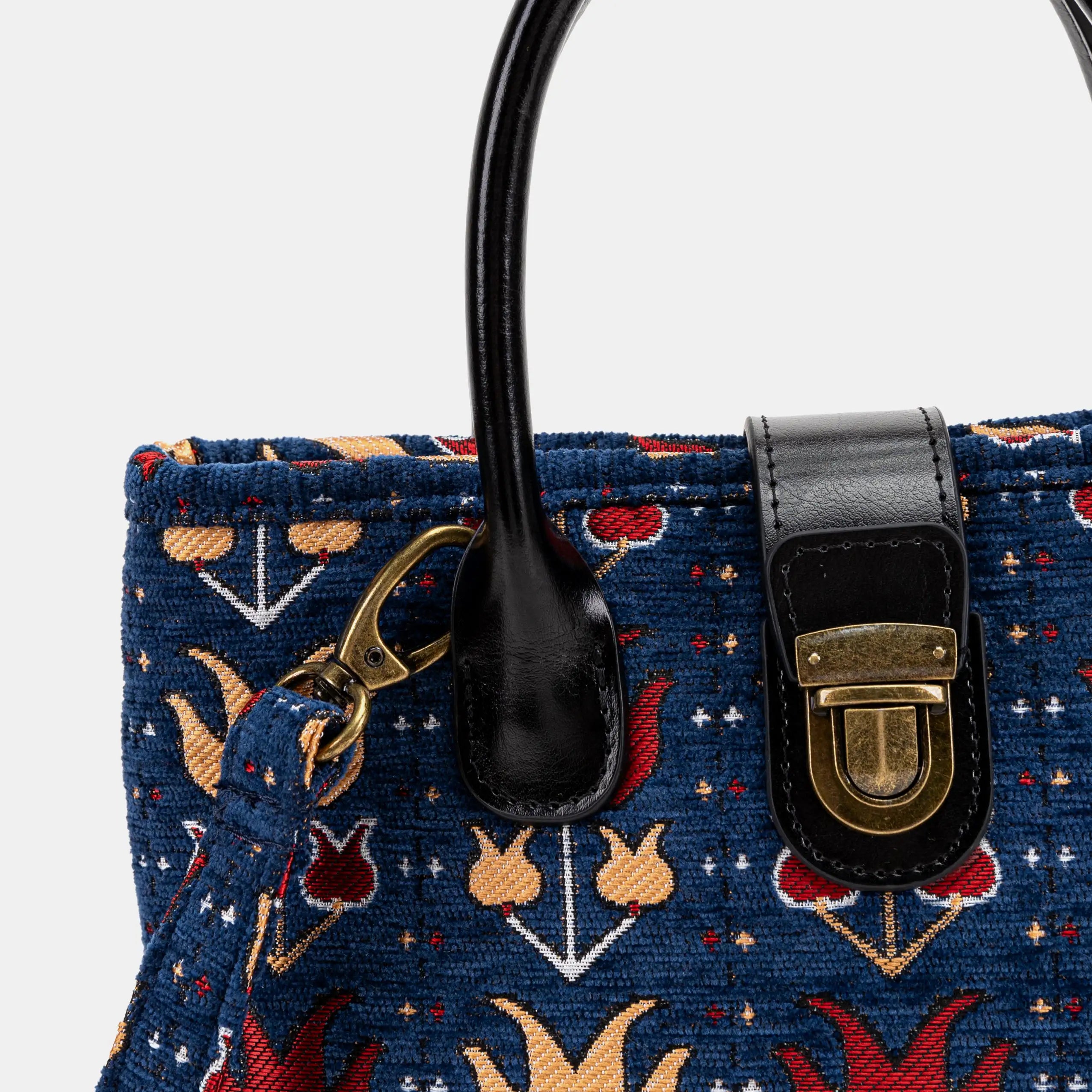 Poppy Bloom Tuck Lock Carpet Satchel Carpetbag of America detail