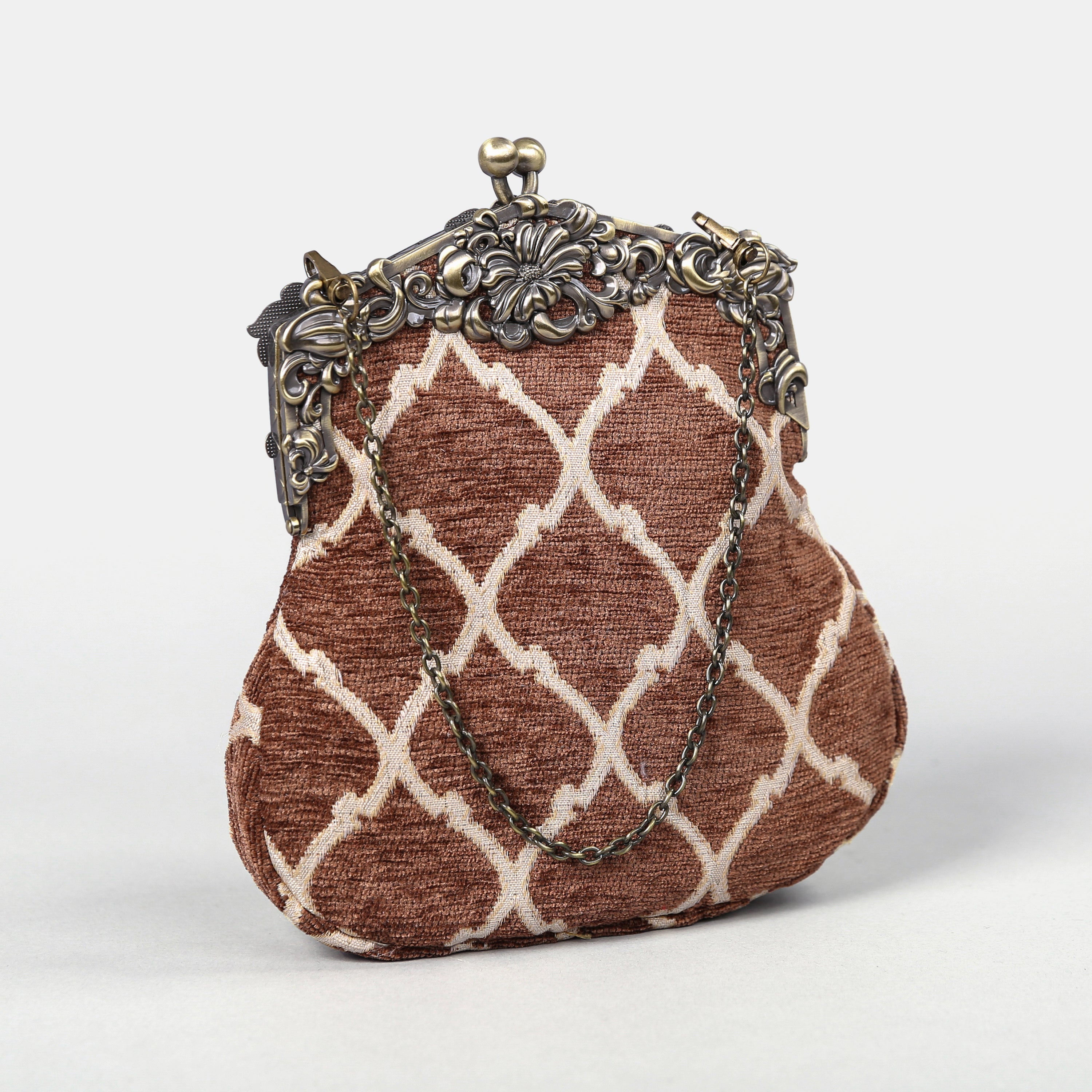 Quartz Cocoa Chatelaine Purse Large carpet bag of America main