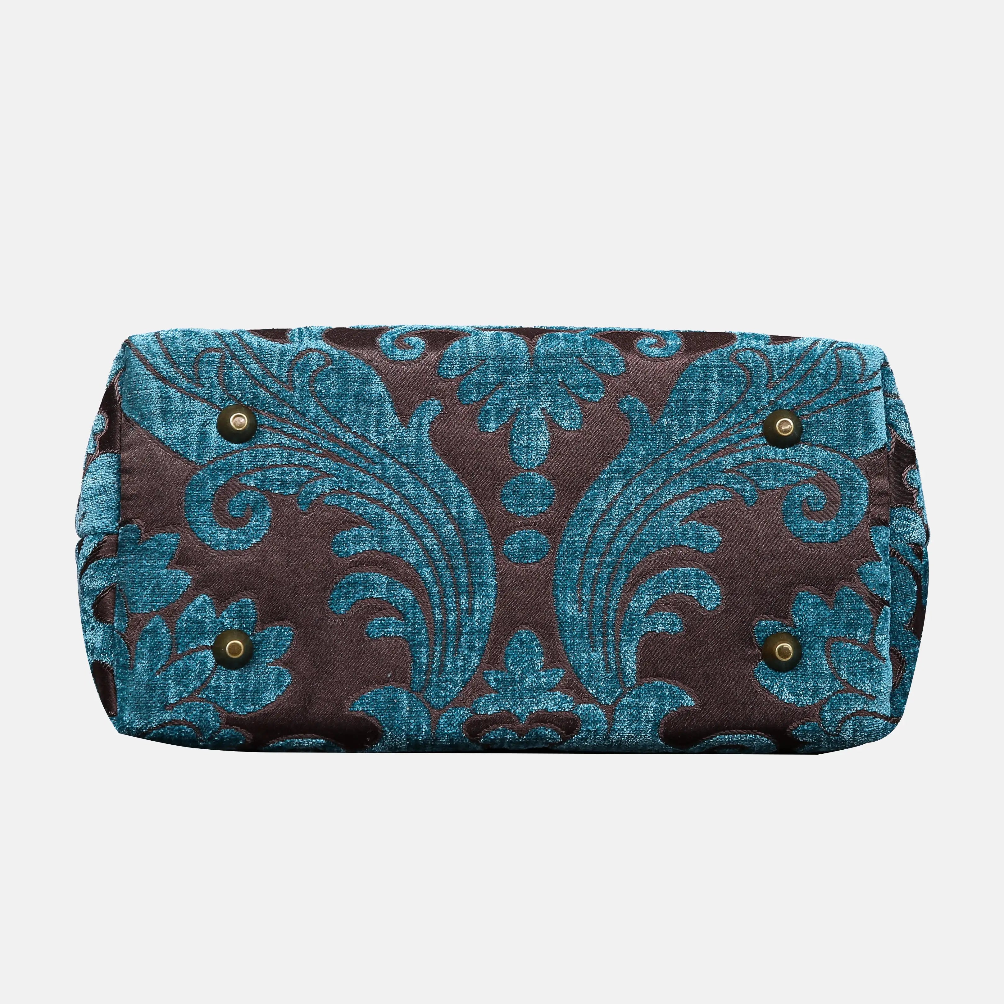 Queen Azure Blue Carpet Satchel carpet bag MCW Handmade of America bottom