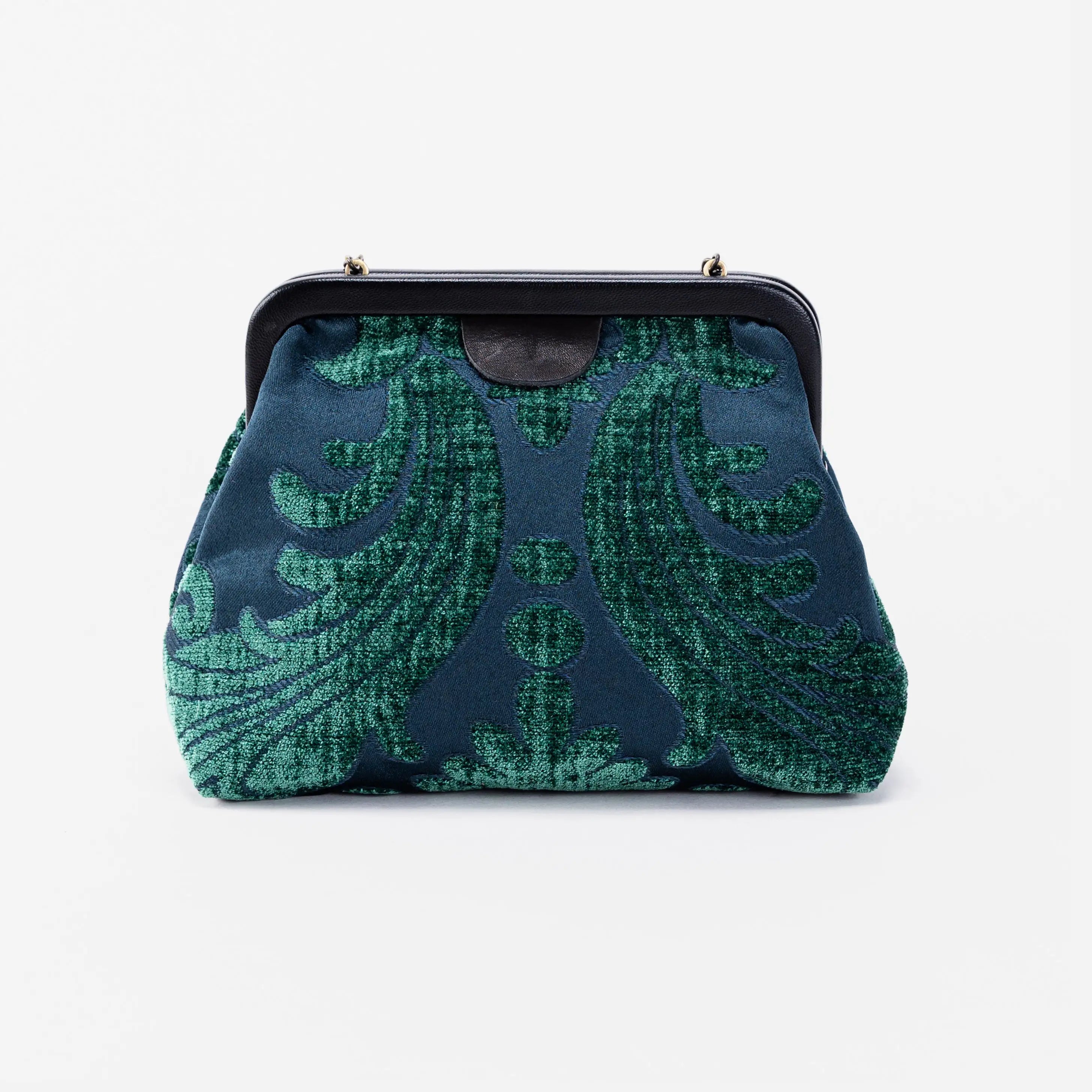 Queen Hunter Green Alma Evening Clutch Carpet Bag back