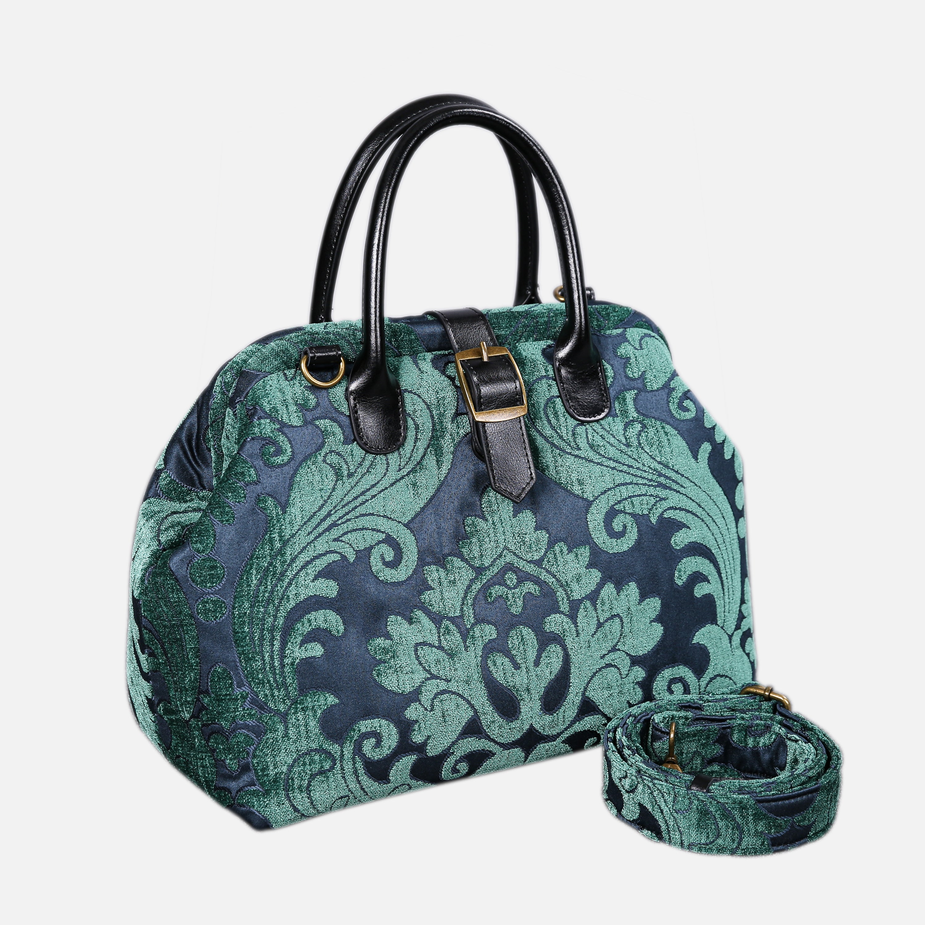 Queen Hunter Green Carpet Handbag Purse carpet bag MCW Handmade of America with strap