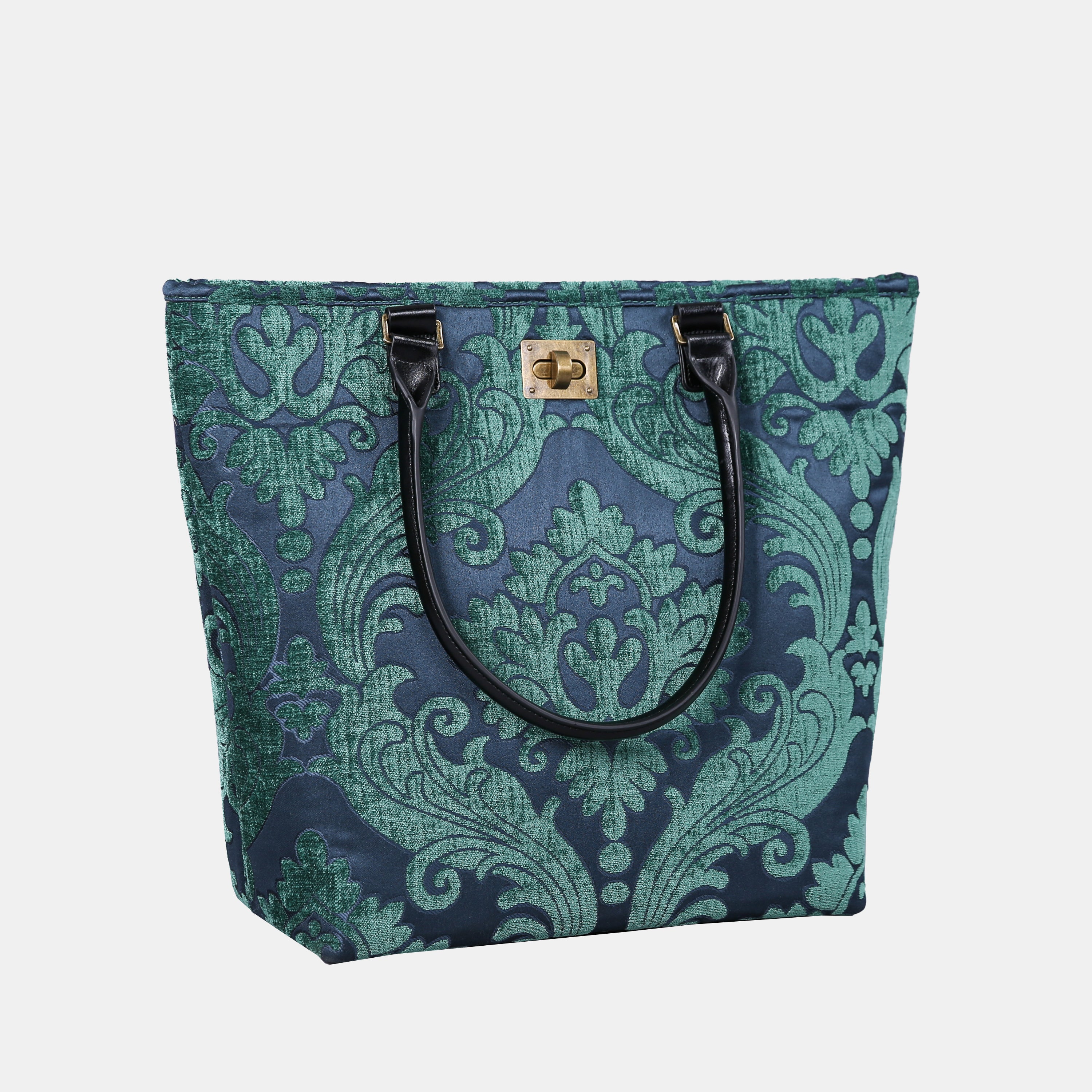 Queen Hunter Green Carpet Tote Shopper carpet bag of America handle down