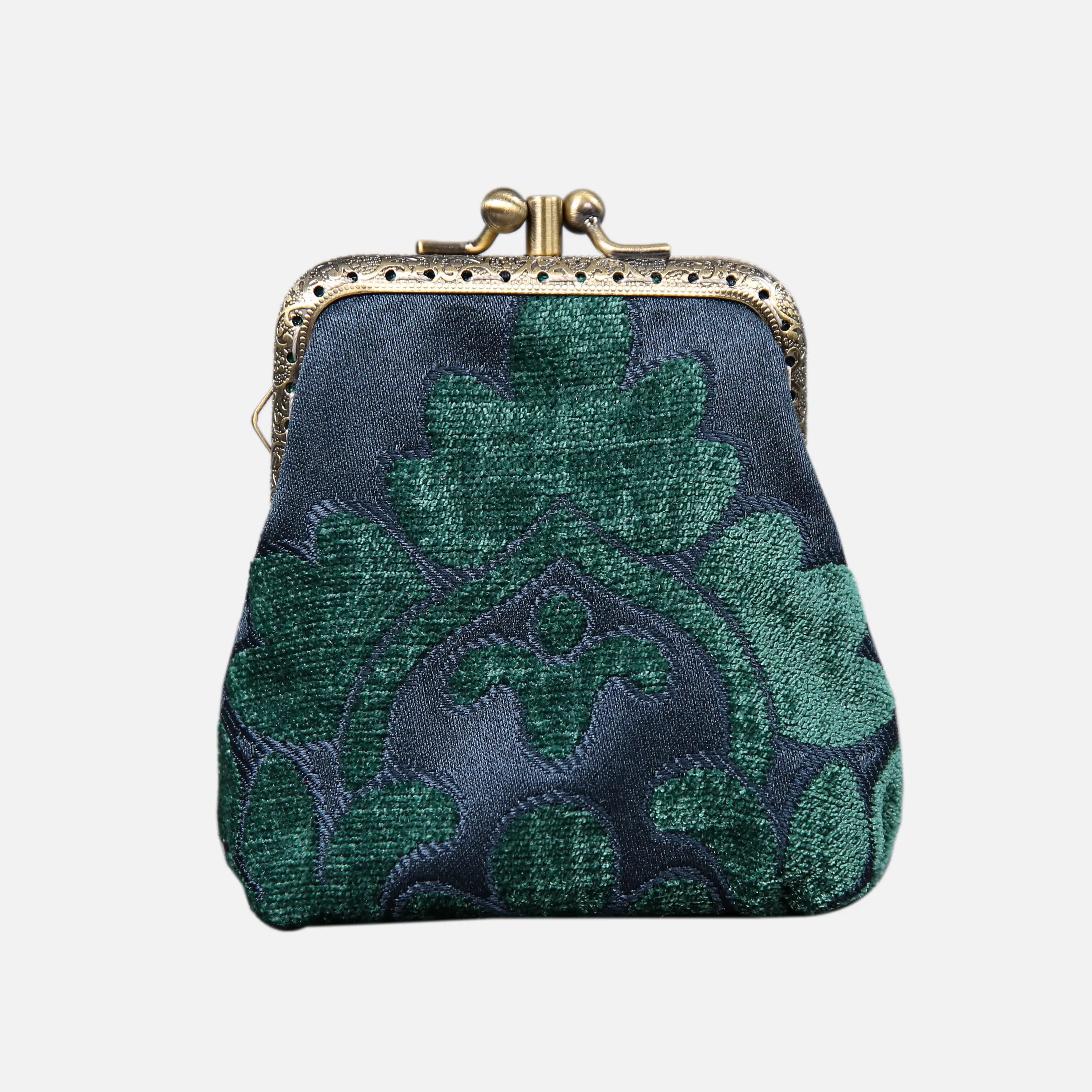 Queen Hunter Green Double Kiss Clasp Coin Purse of America front-2