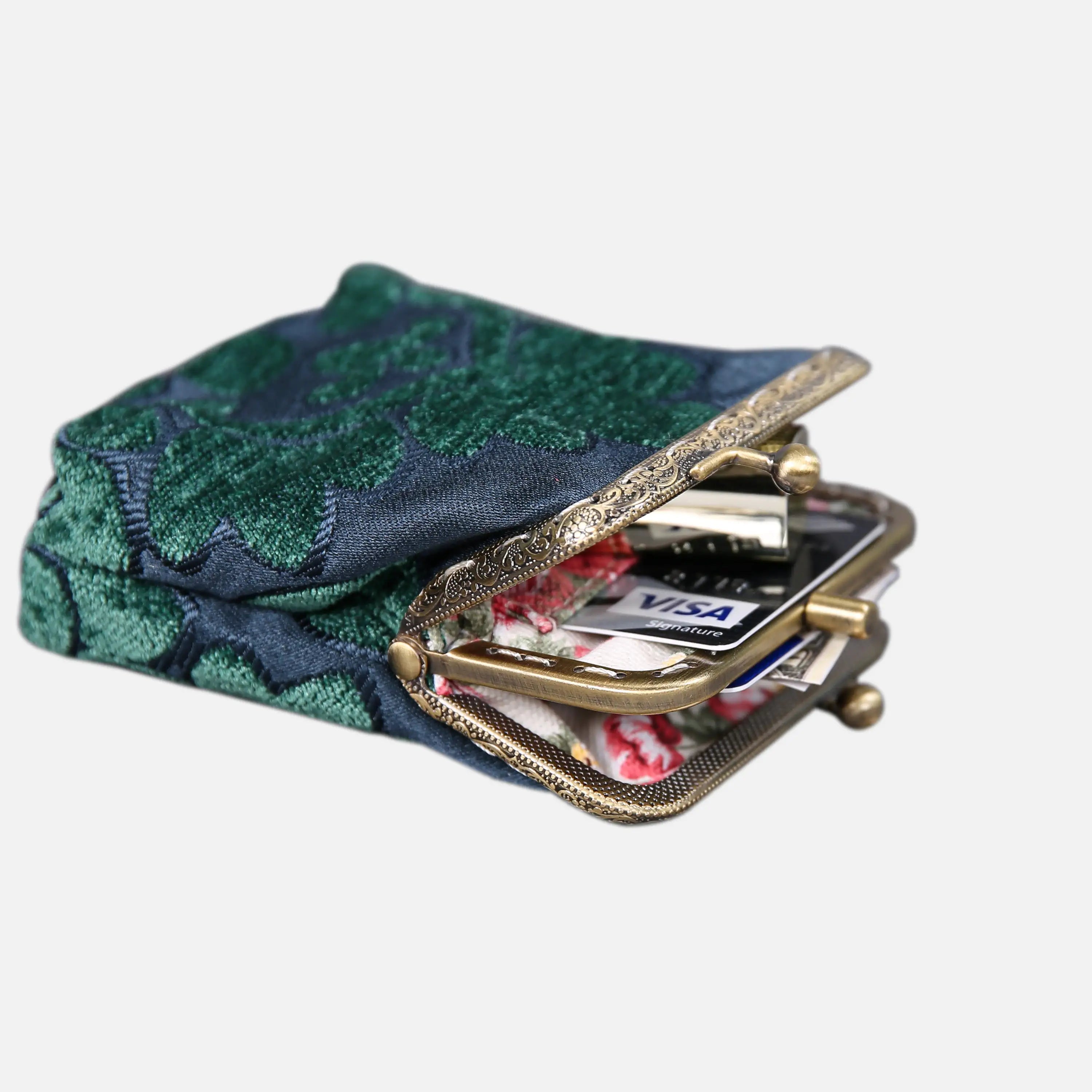 Queen Hunter Green Double Kiss Clasp Coin Purse of America side-5