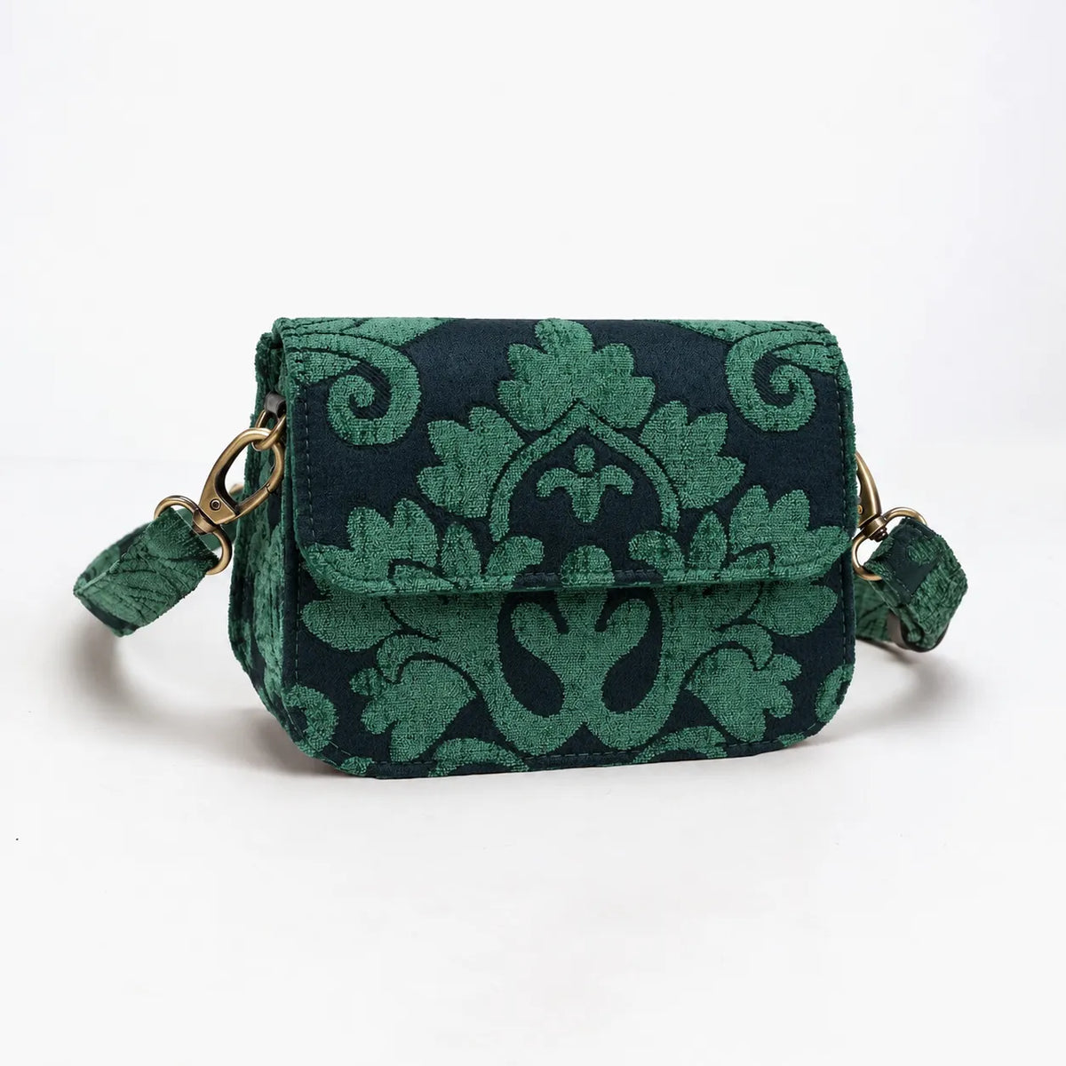Queen Hunter Green Flap Crossbody Bag carpet bag of America main