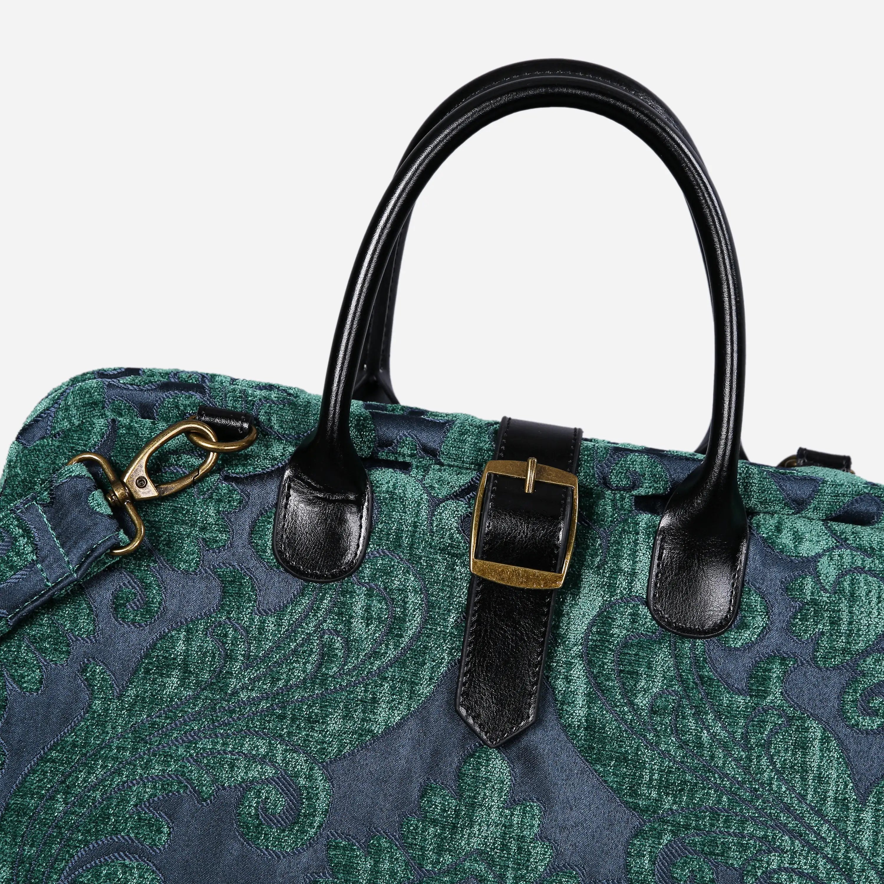 Queen Hunter Green Mary Poppins Weekender Carpetbag of America buckle