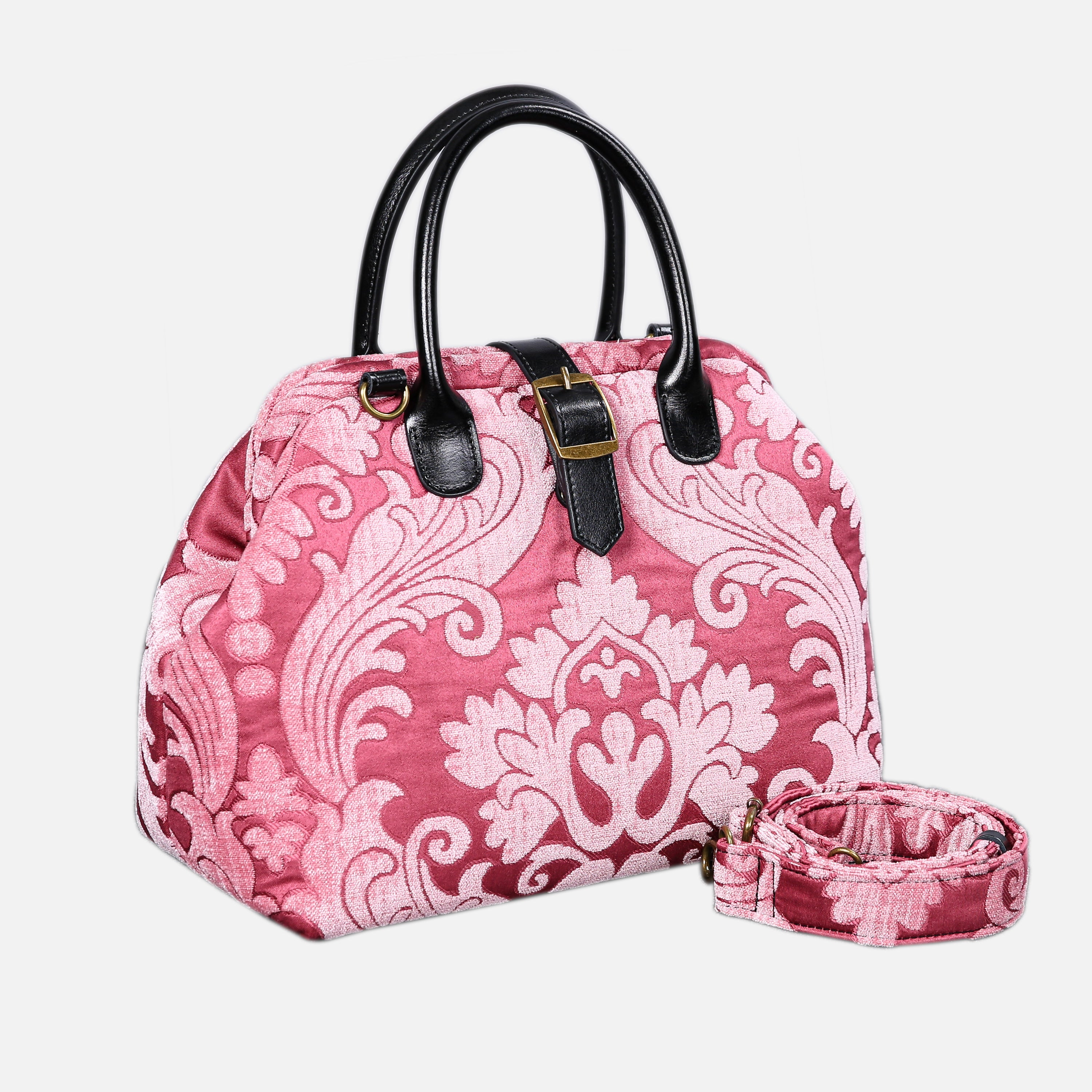 Queen Rose Pink Carpet Handbag Purse carpet bag MCW Handmade of America with strap