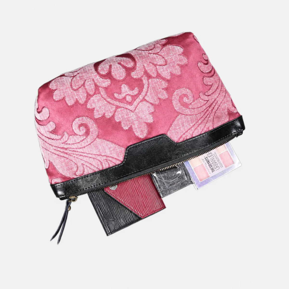Queen Rose Pink Carpet Makeup Bag carpet bag MCW Handmade of America in use
