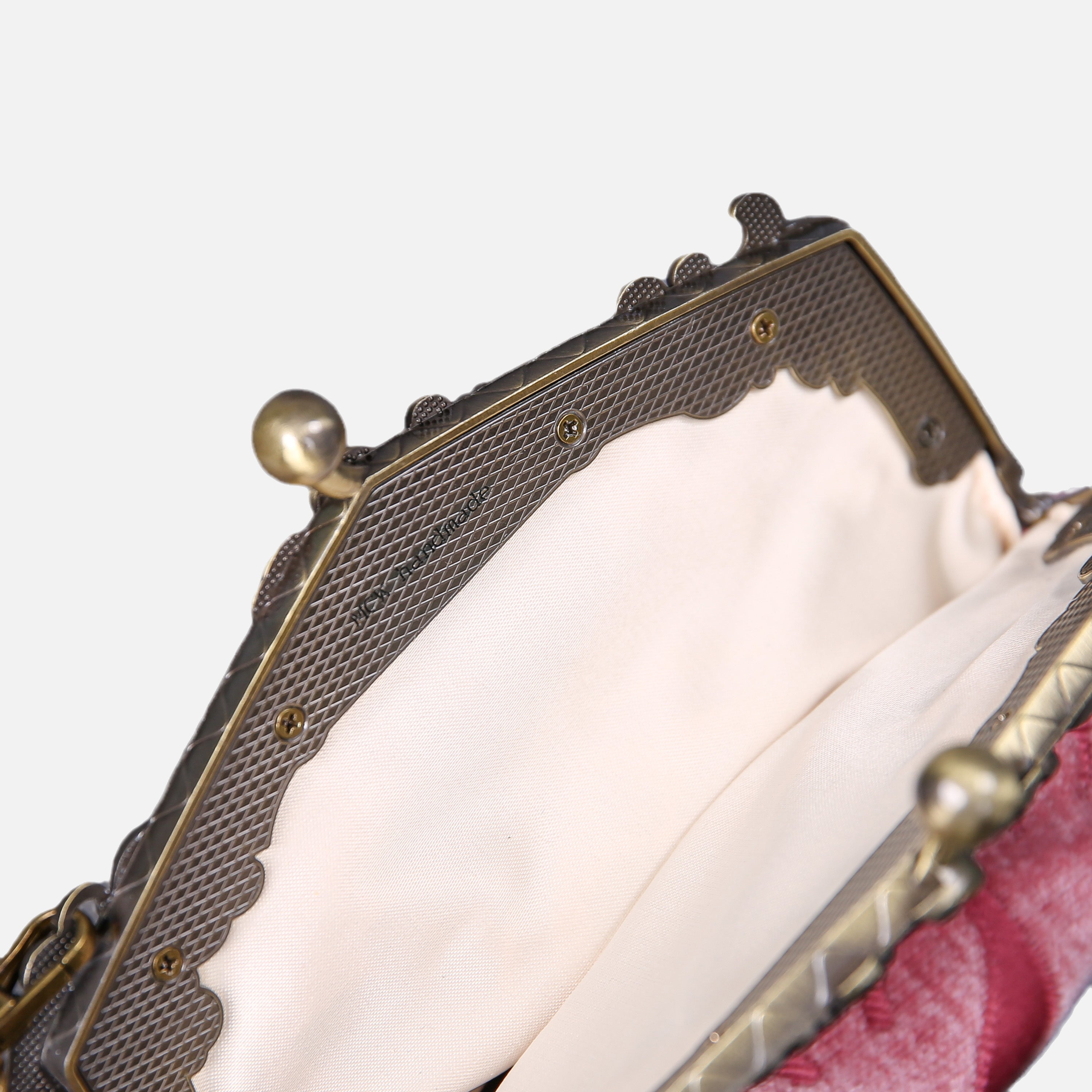 Queen Rose Pink Chatelaine Purse Large carpet bag of America logo