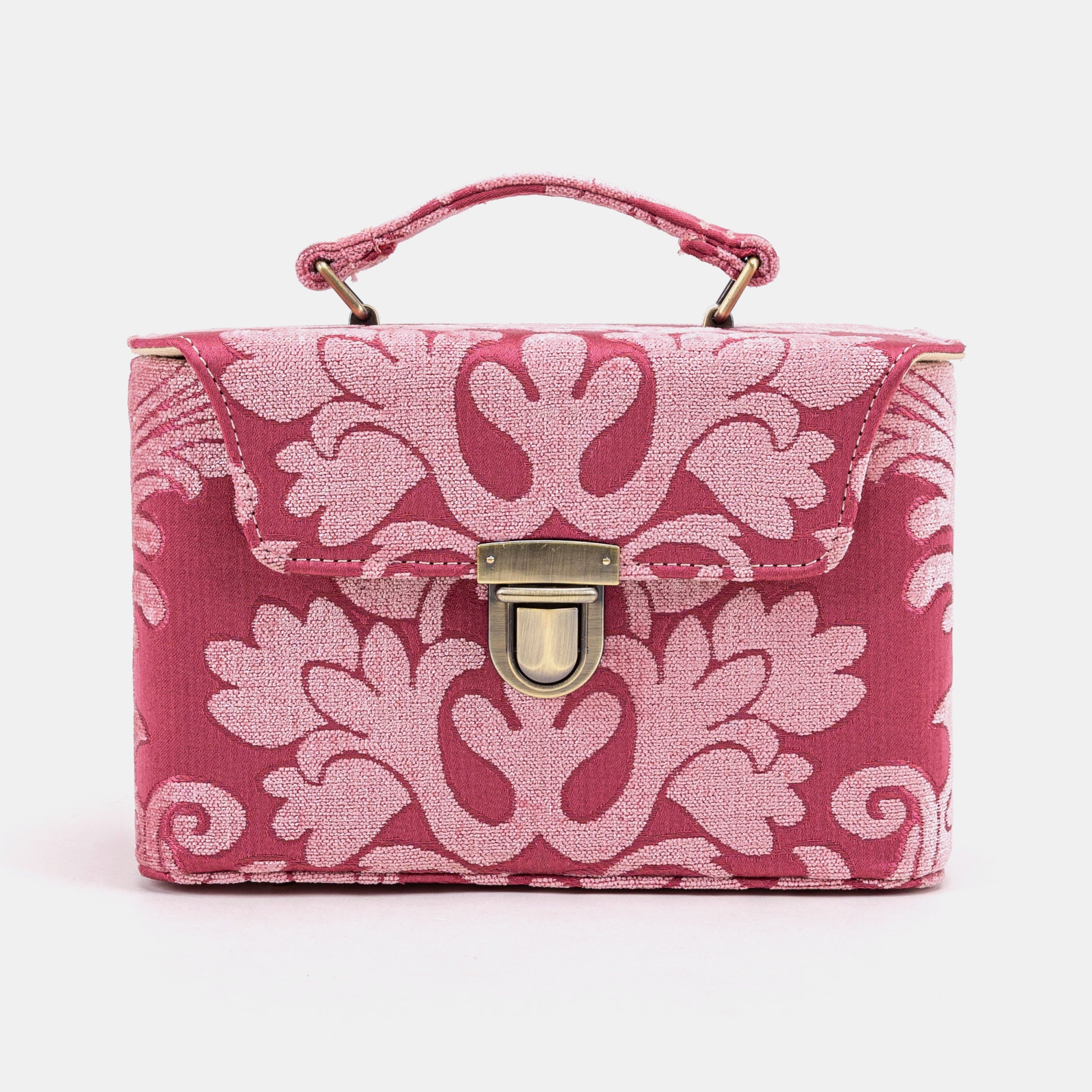 Queen Rose Pink Clara Medium Train Case Purse of America front