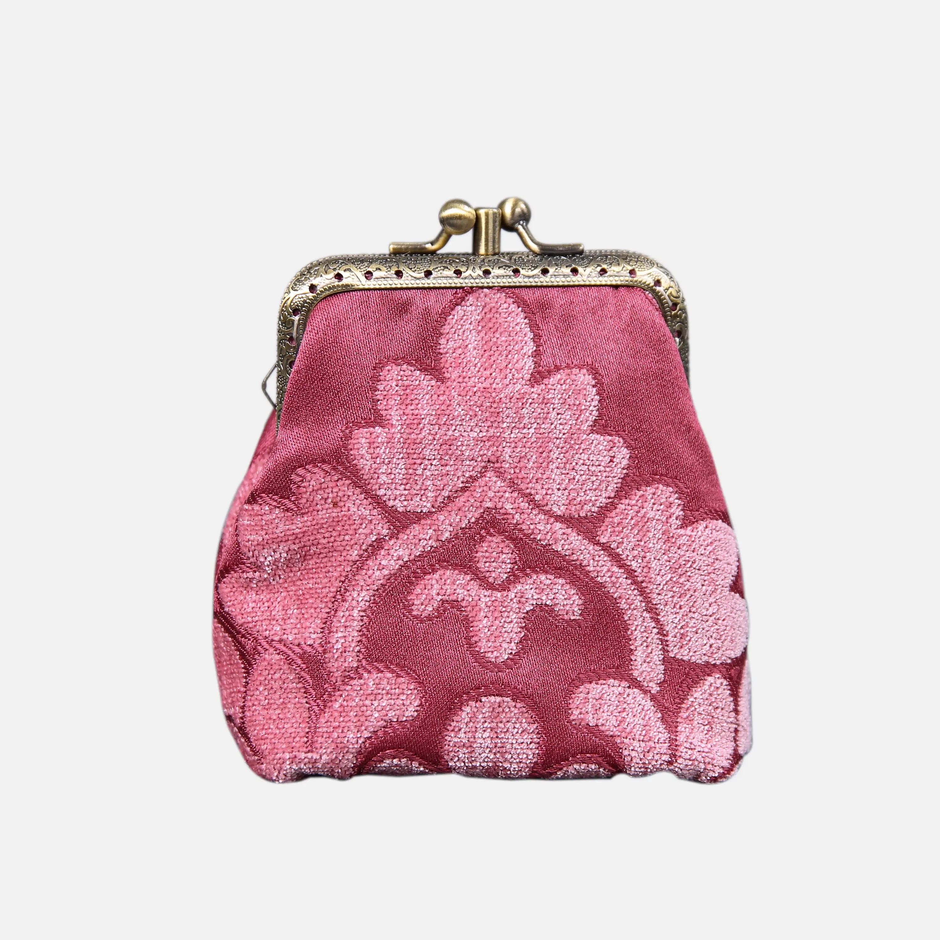 Queen Rose Pink Double Kiss Clasp Coin Purse of America front-2