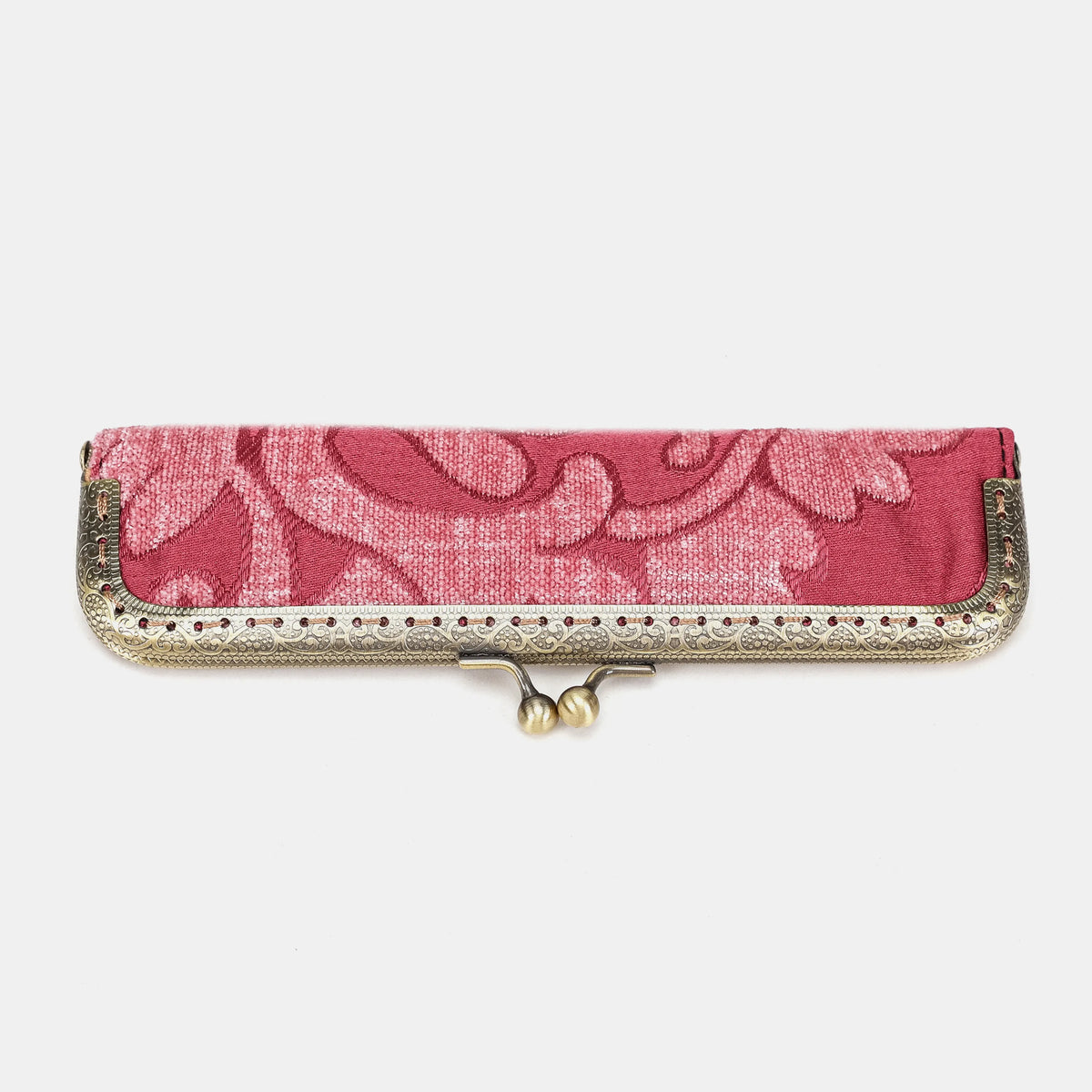 Queen Rose Pink Duo Pen Case Carpetbag of America metal frame