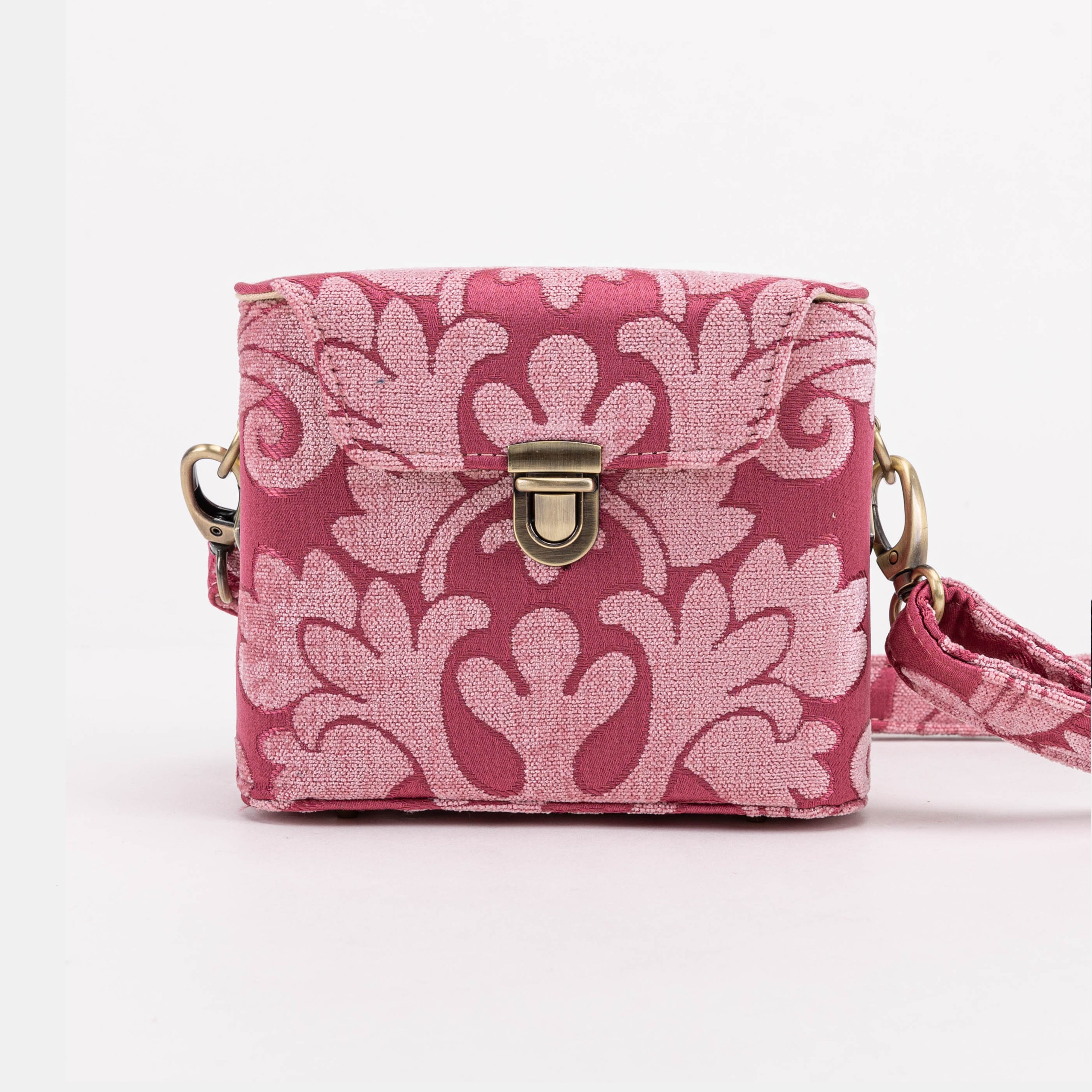 Queen Rose Pink Emma Small Train Case Crossbody of America main