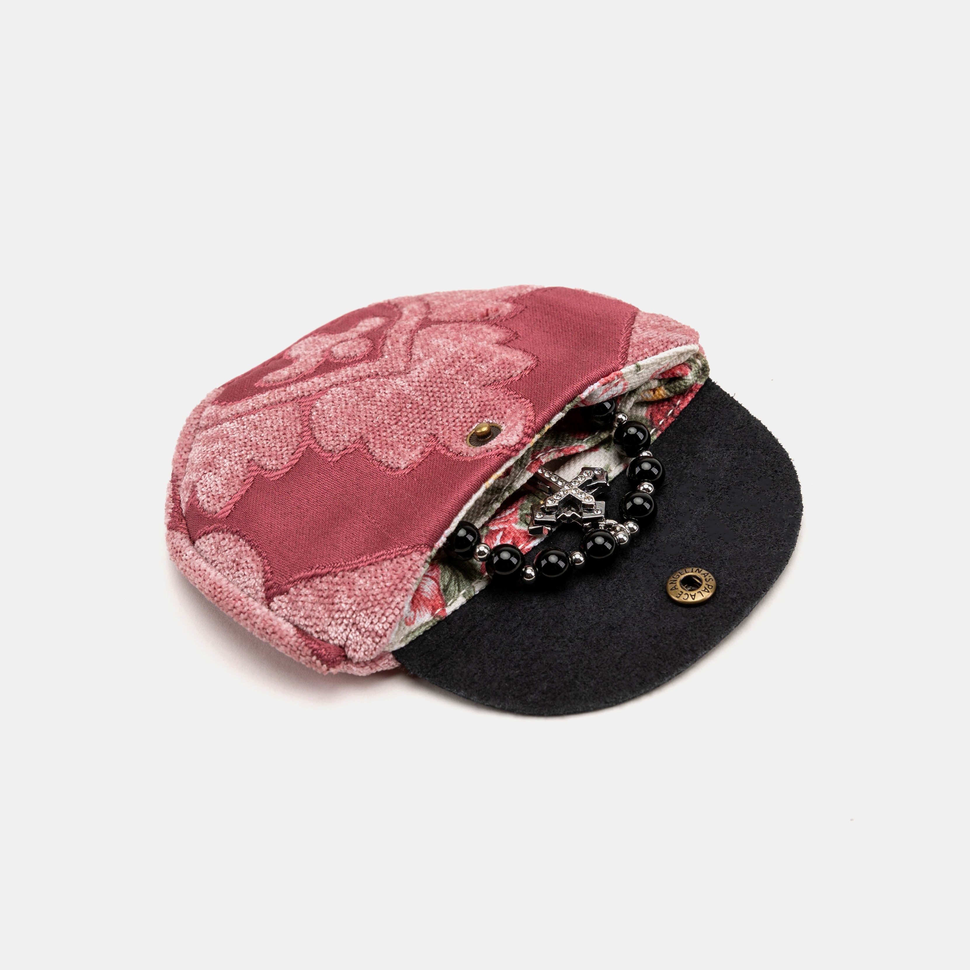 Queen Rose Pink Rosary Bag Carpetbag of America opening forward-2