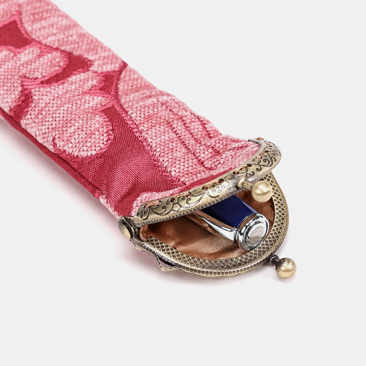 Queen Rose Pink Solo Pen Case Carpetbag of America open
