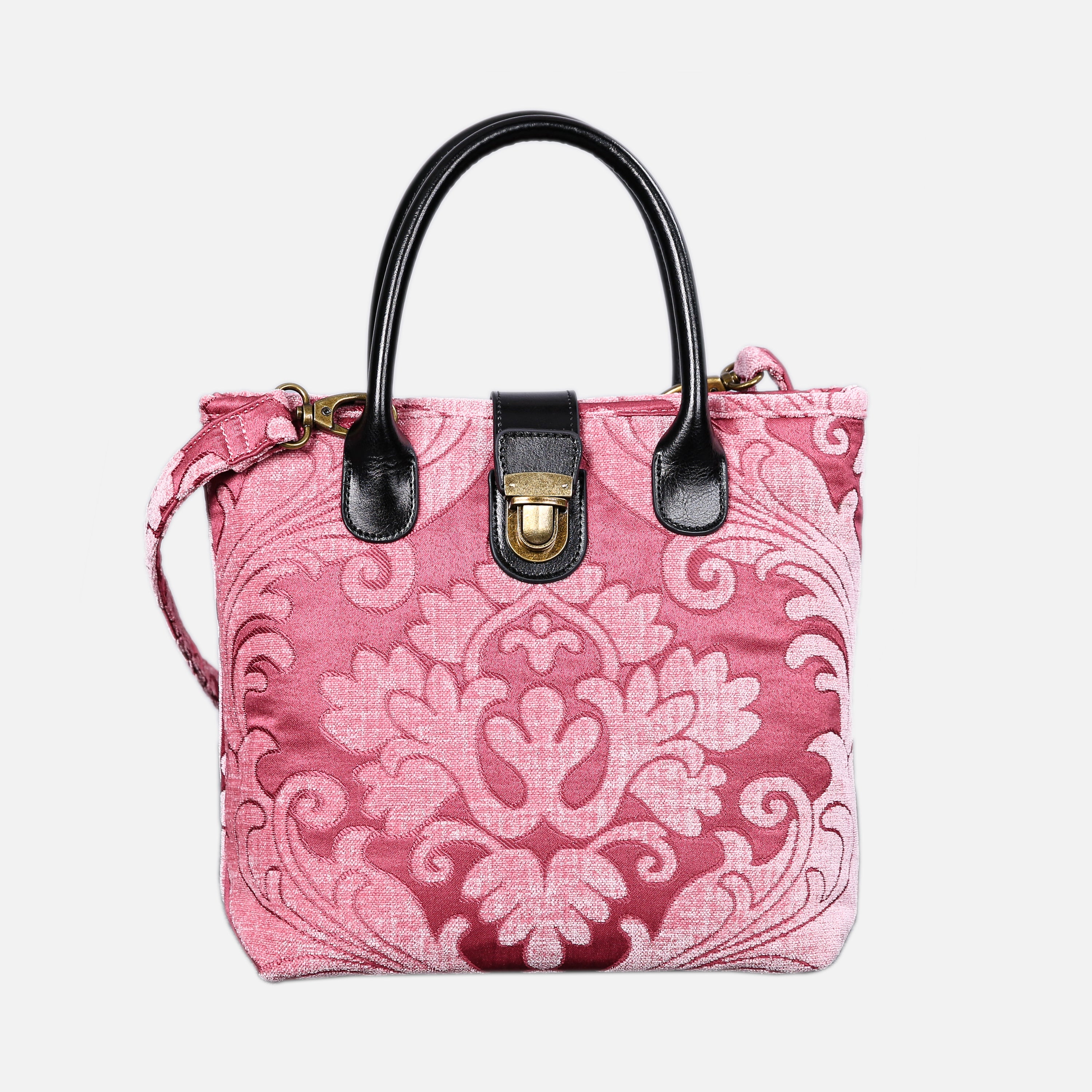 Queen Rose Pink Tuck Lock Carpet Satchel carpet bag MCW Handmade of America main