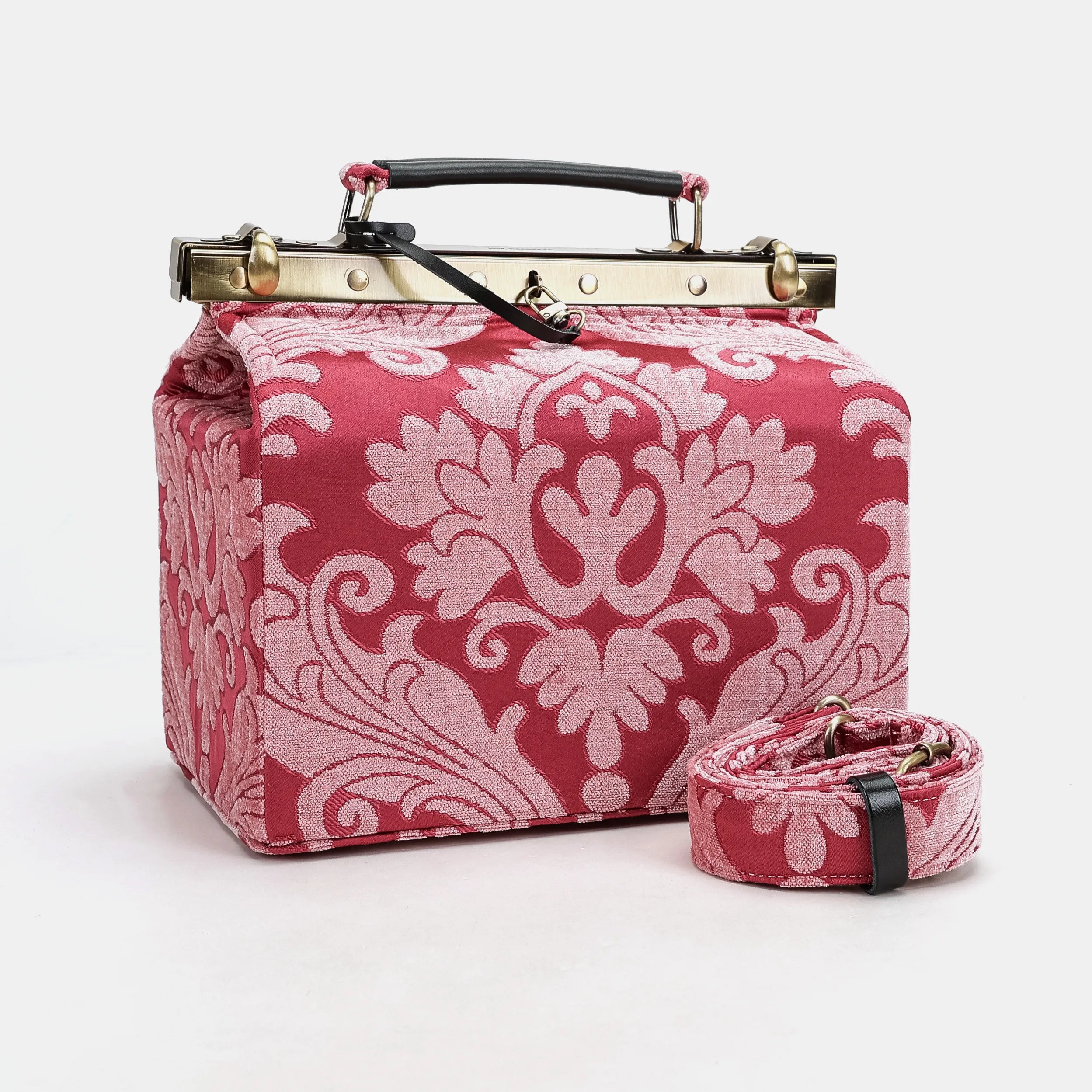 Queen Rose Pink Vivienne Carpet Purse Gladstone Bag of America with shoulder strap