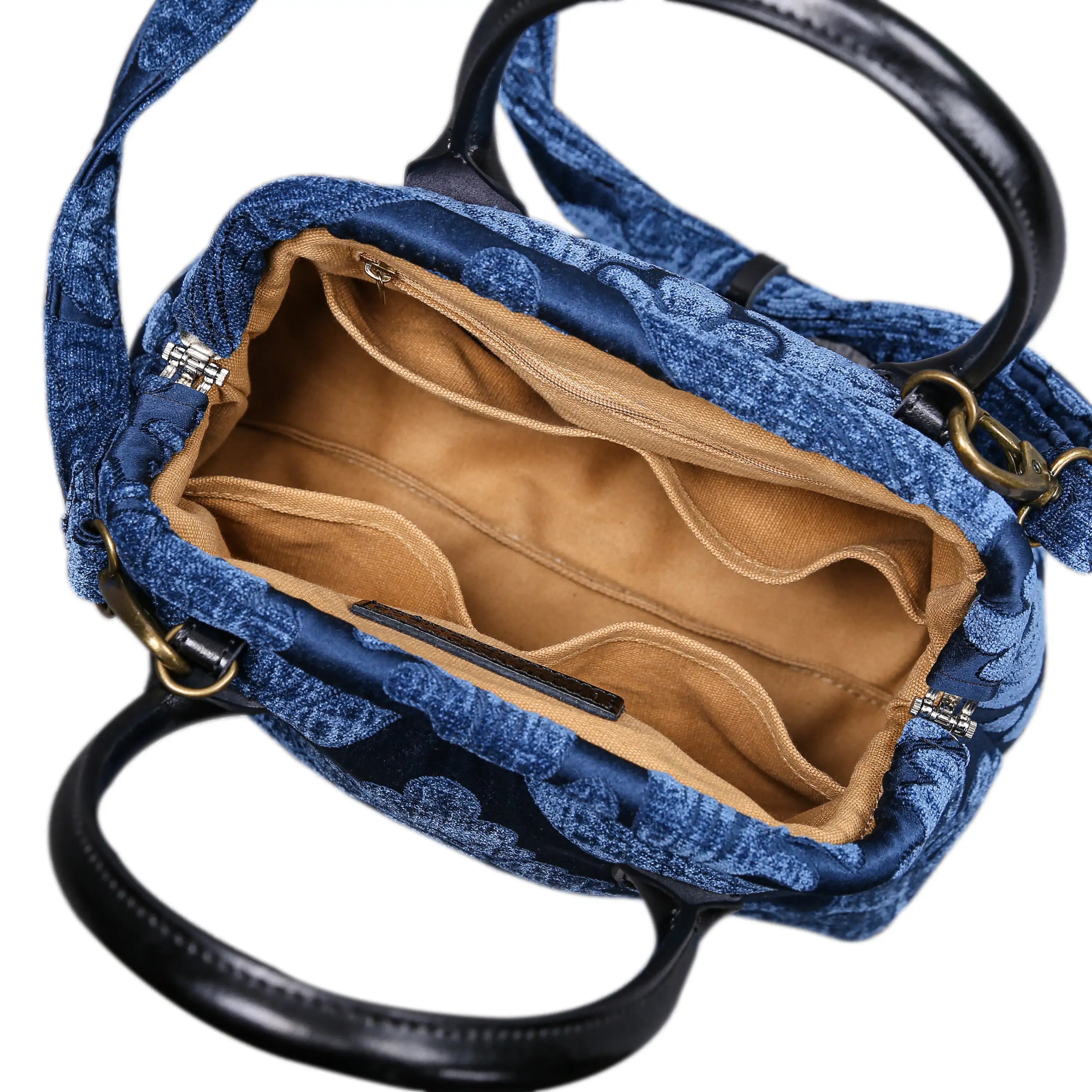 Queen Royal Blue Carpet Satchel carpet bag MCW Handmade of America open