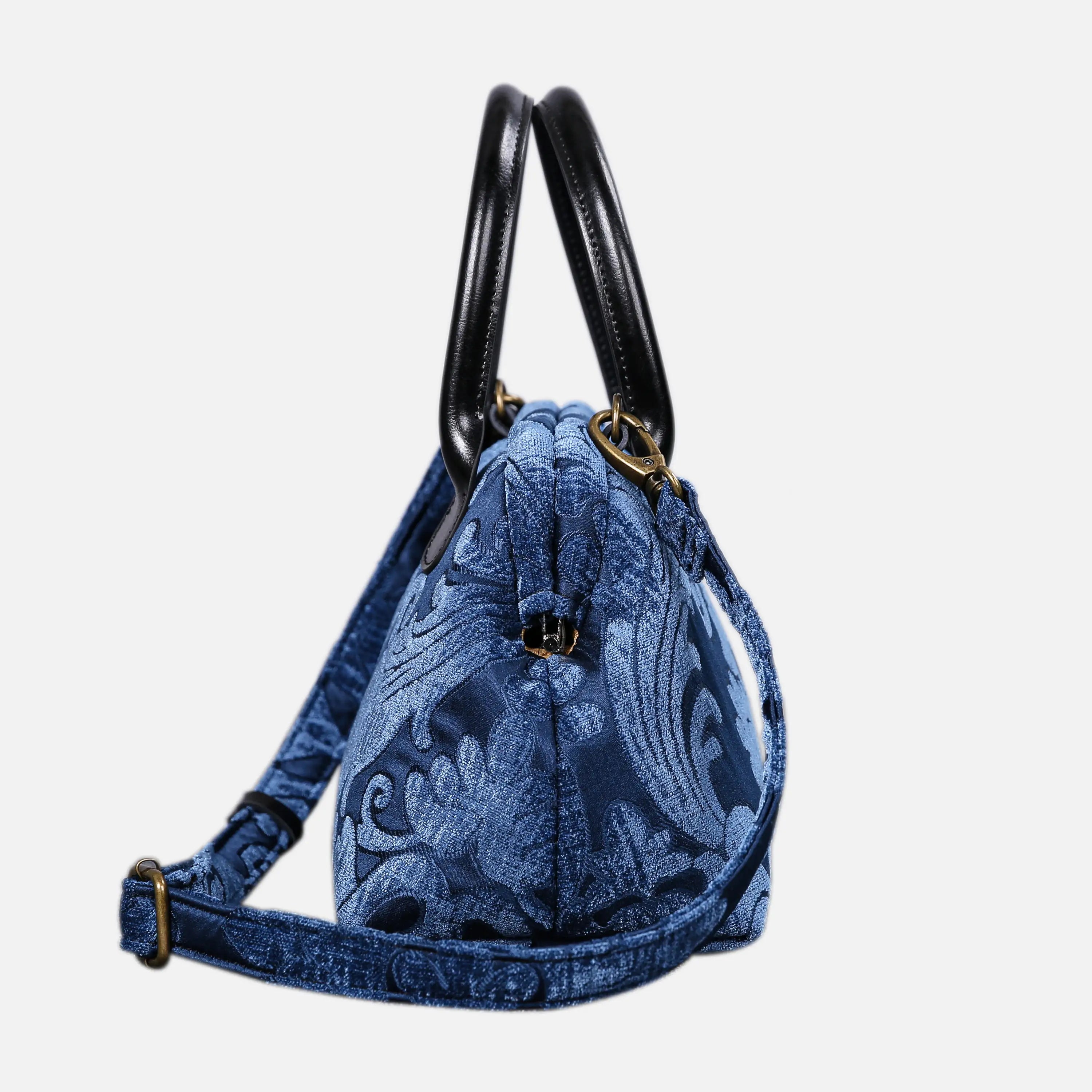 Queen Royal Blue Carpet Satchel carpet bag MCW Handmade of America side