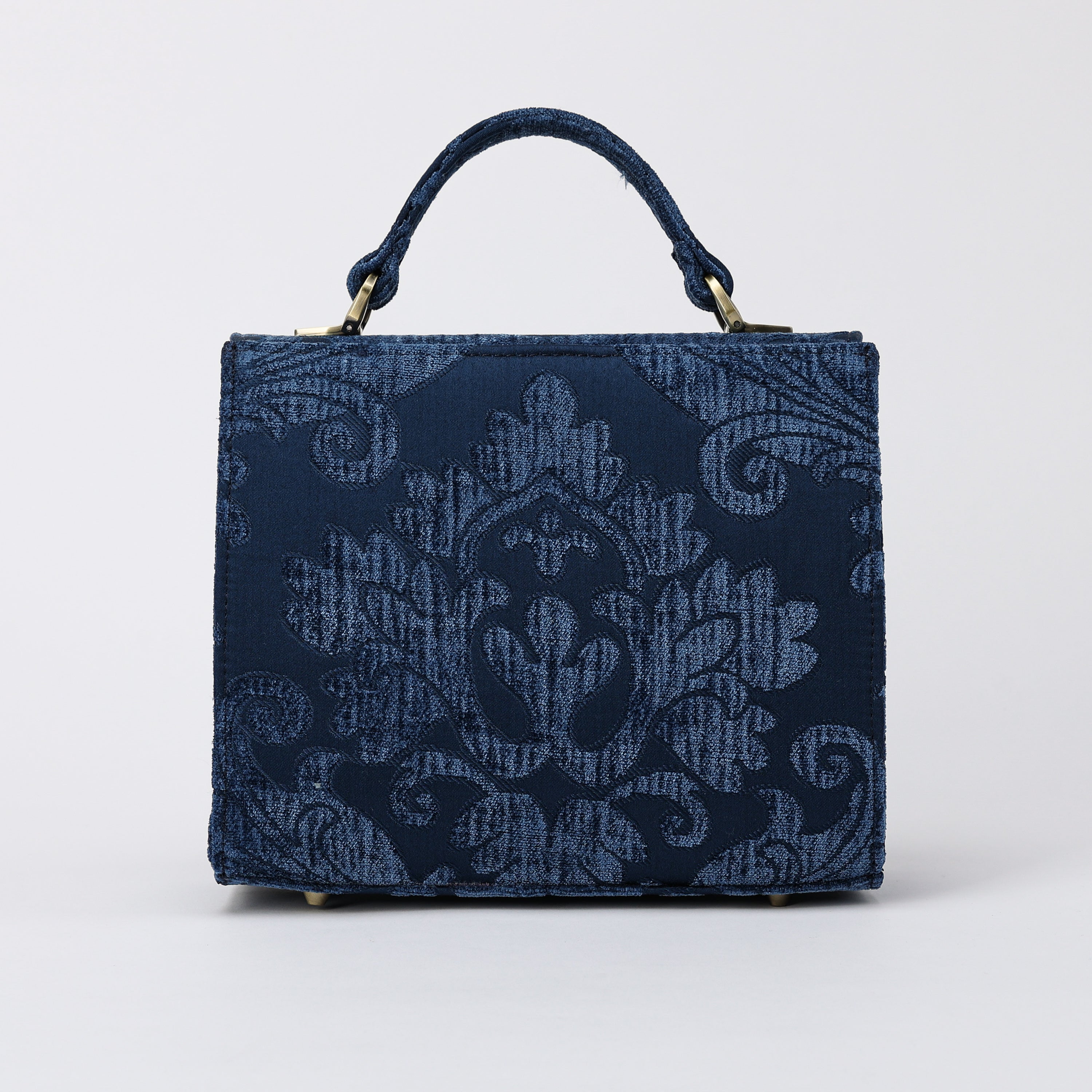 Queen Royal Blue Flap Satchel Carpetbag of America back