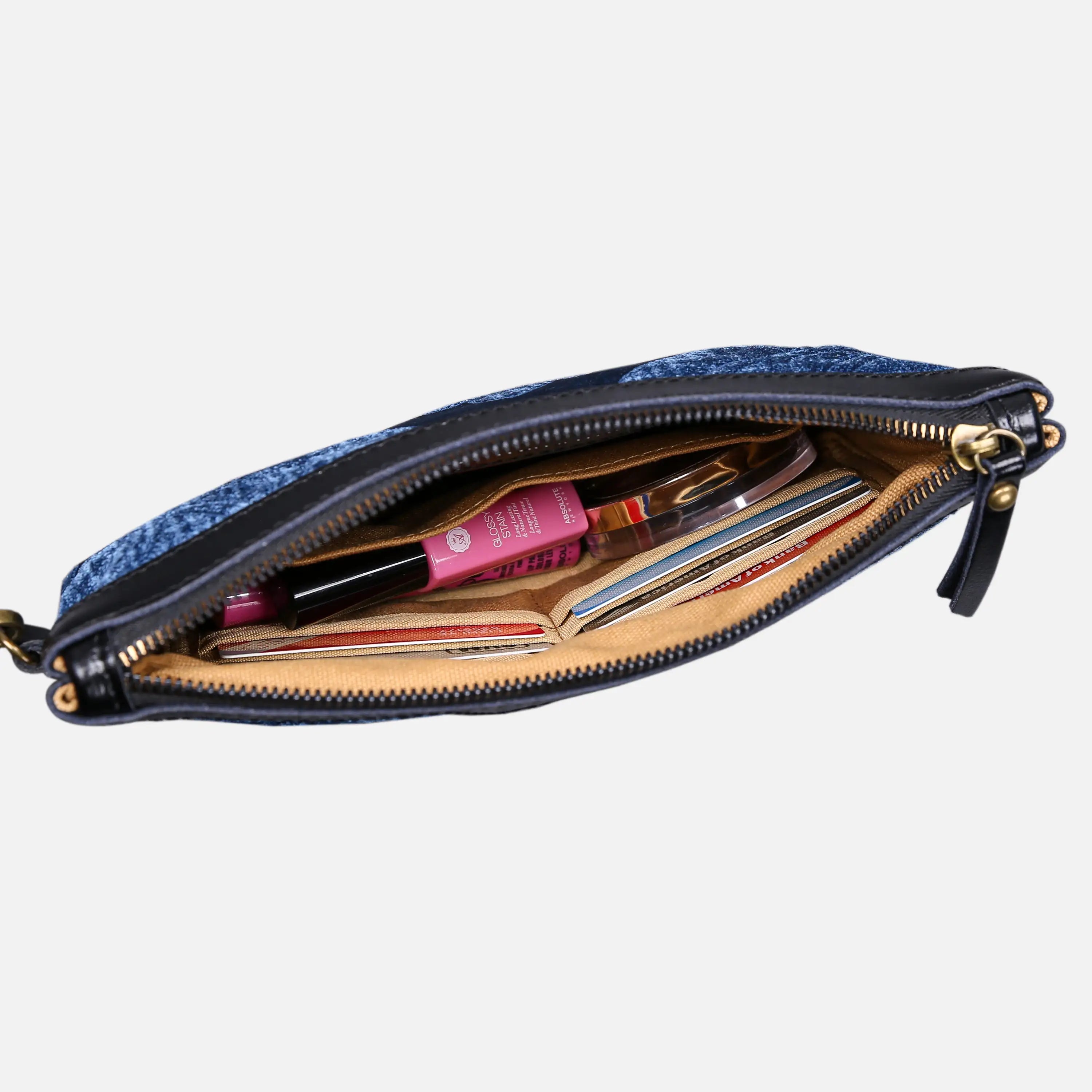 Queen Royal Blue Wristlet Clutch carpet bag MCW Handmade in use