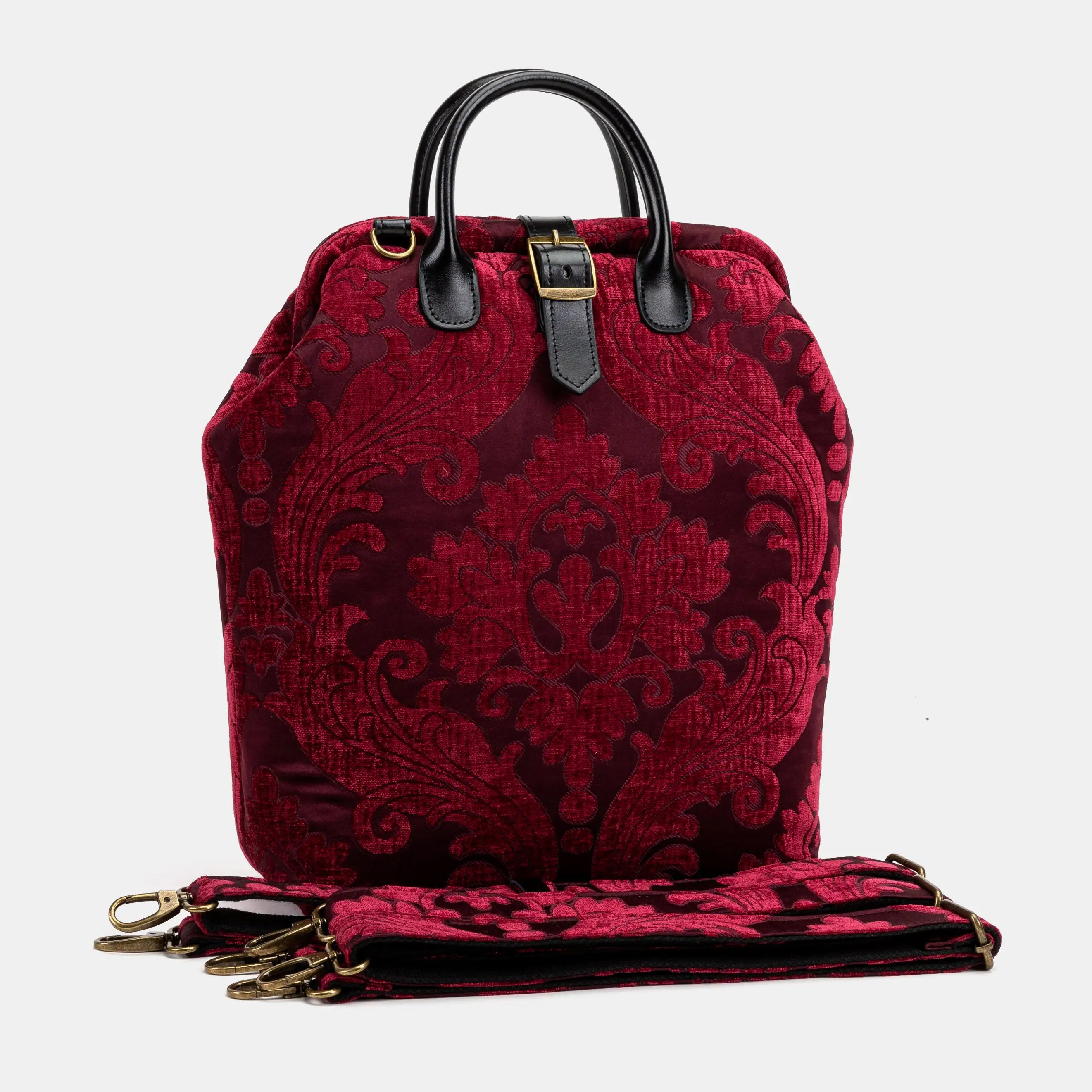 Queen Wine Carpet Laptop Backpack Carpetbag of America with three shoulder straps