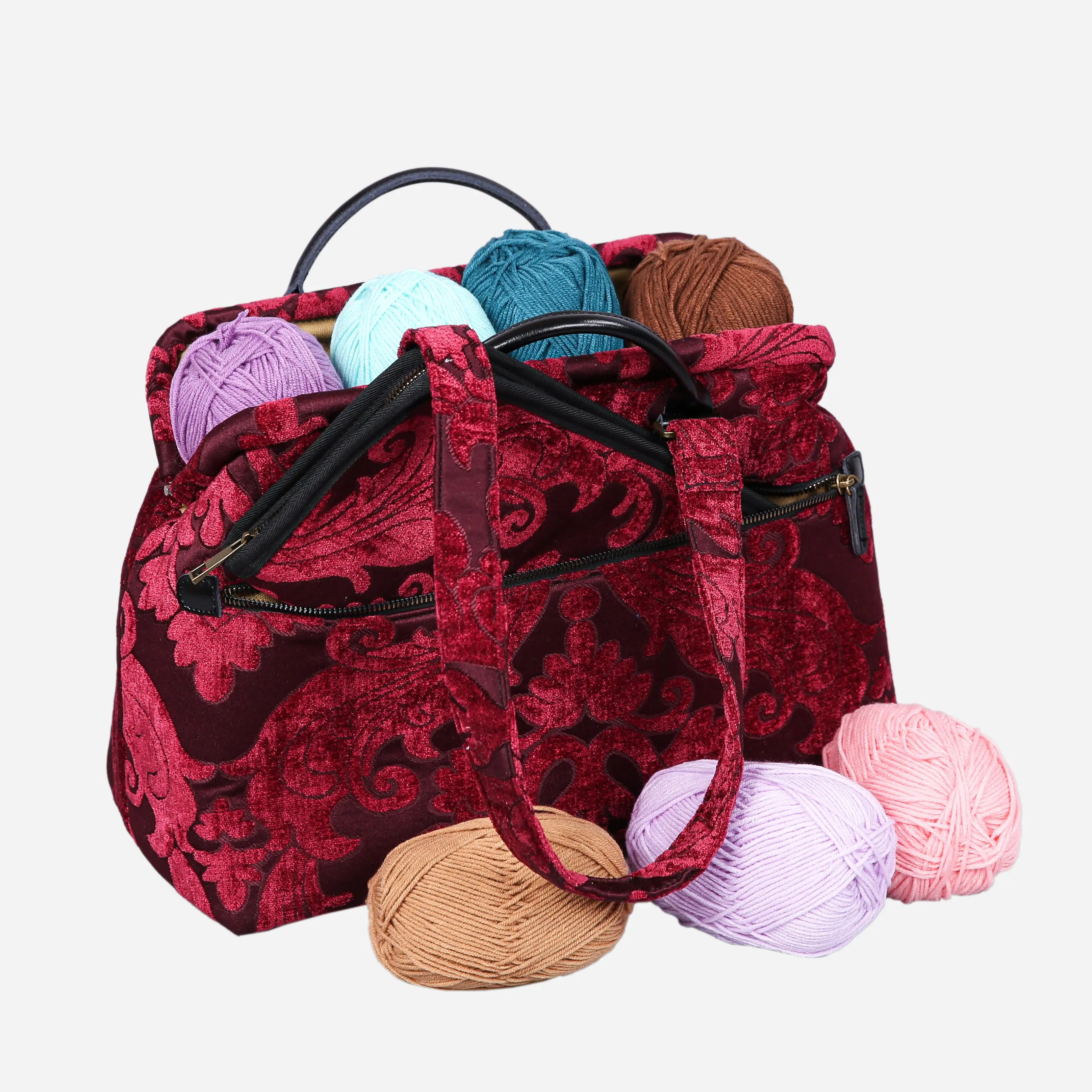 Queen Wine Knitting Project Bag of America-with needle case
