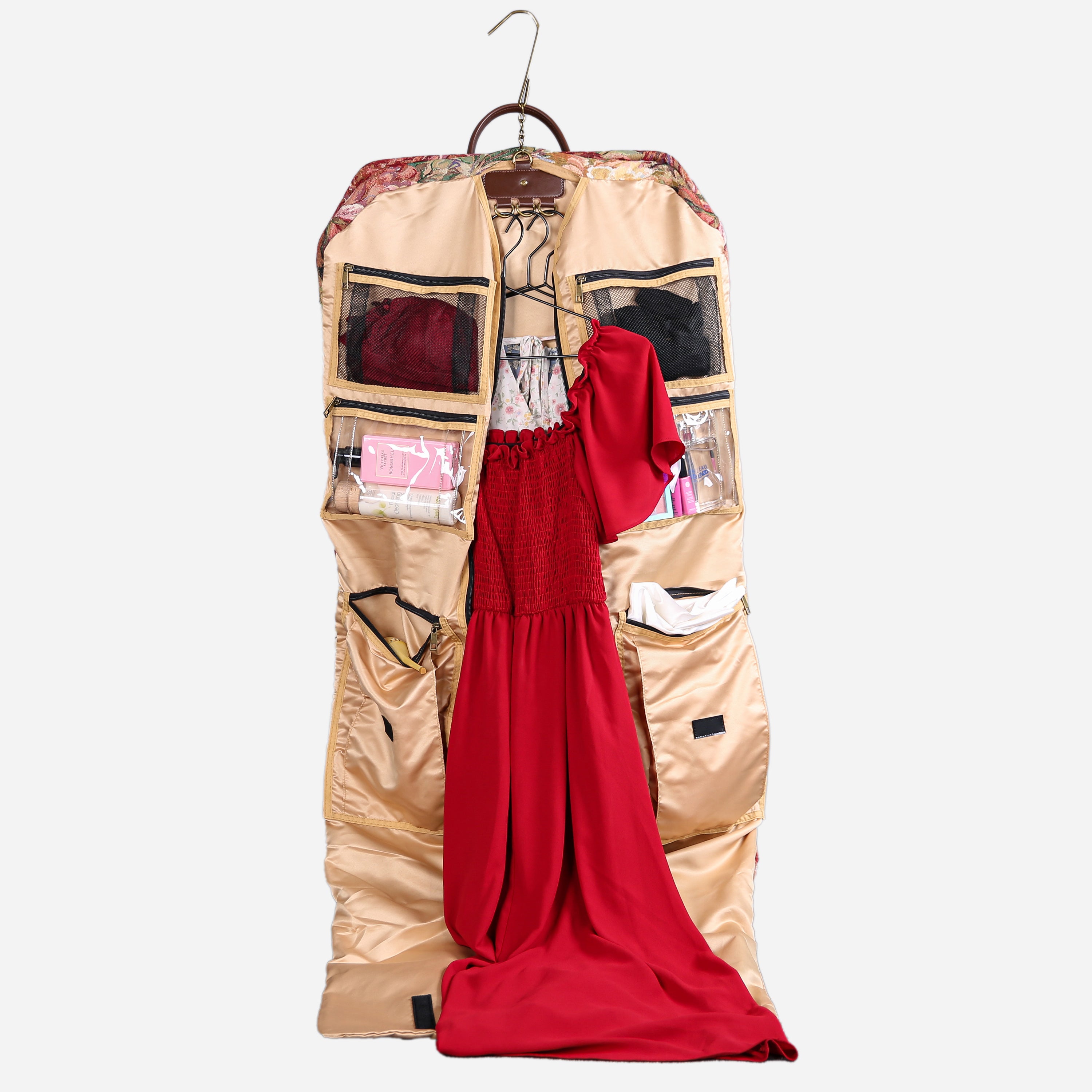 Rose Bush Carpet Garment Bag carpet bag of America in use