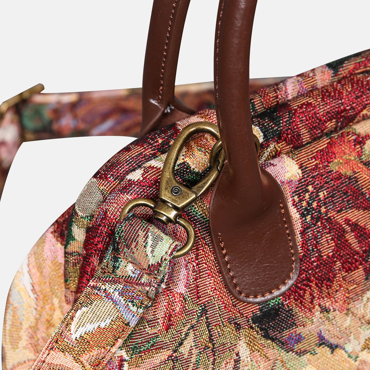 Rose Bush Carpet Satchel carpet bag MCW Handmade of America buckle