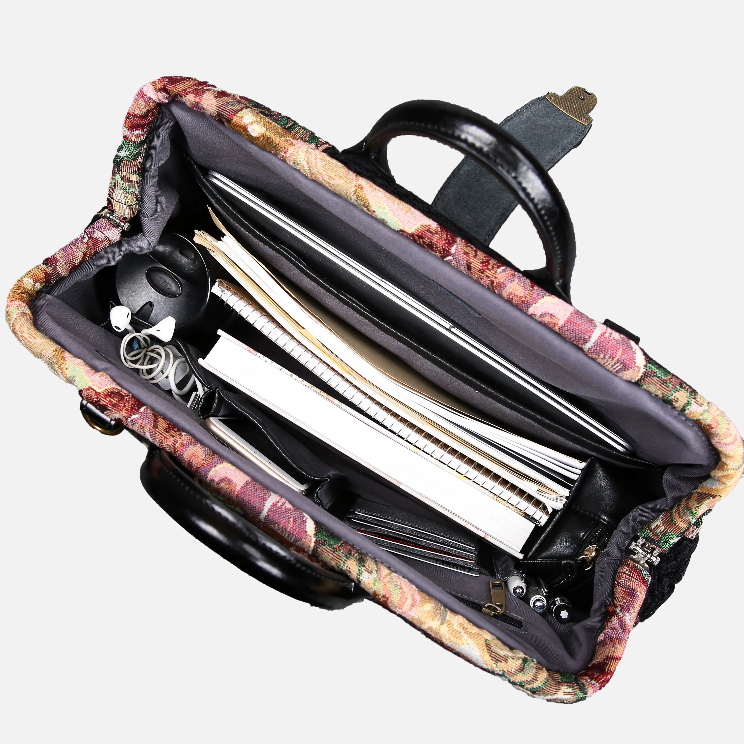 Rose Bush Laptop Work Bag carpet bag of America in use